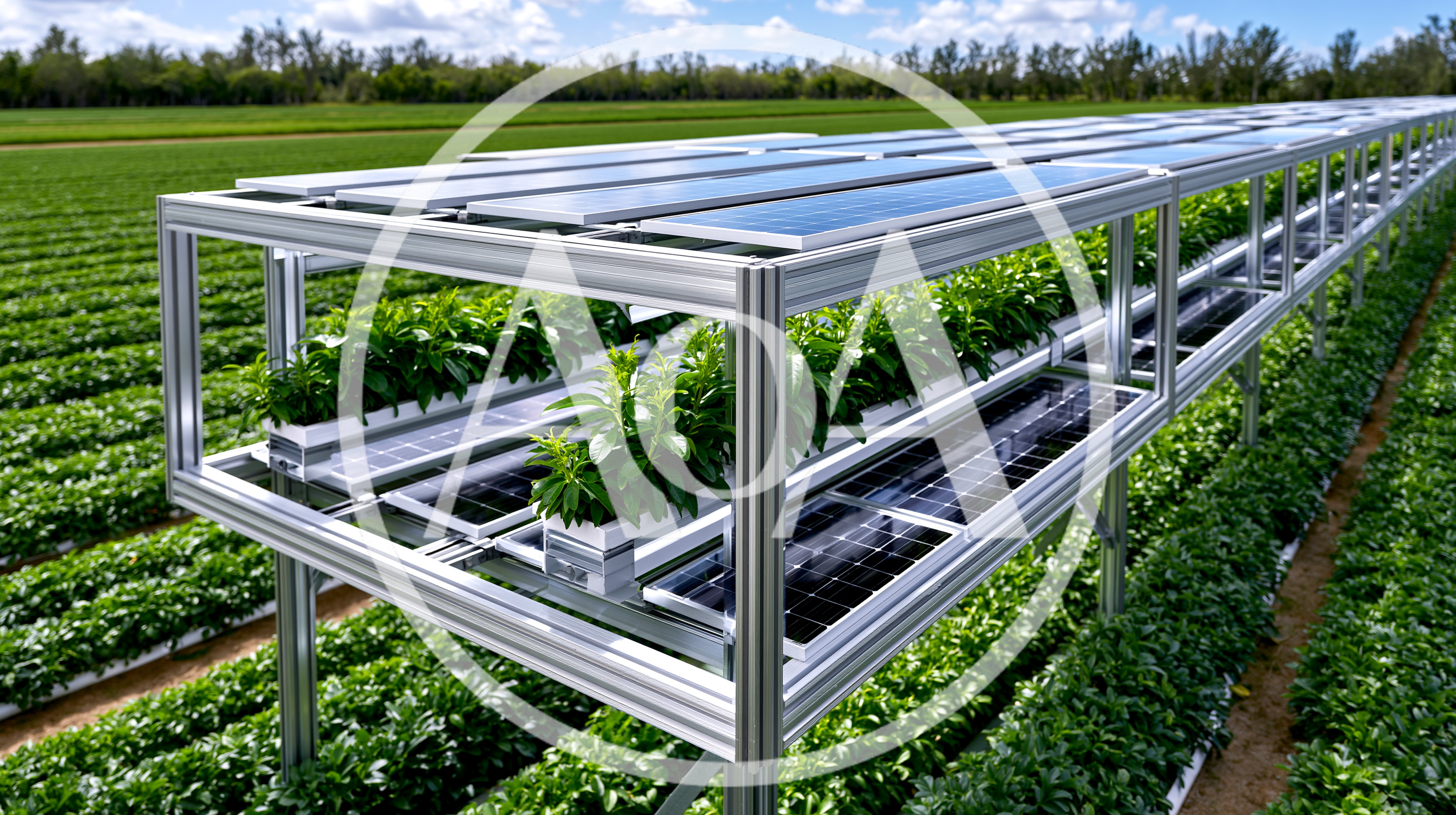 Agrivoltaic Farming System With Solar Panels And Crops