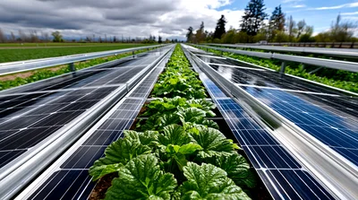 Agrivoltaic Farming System With Solar Panels And Crops