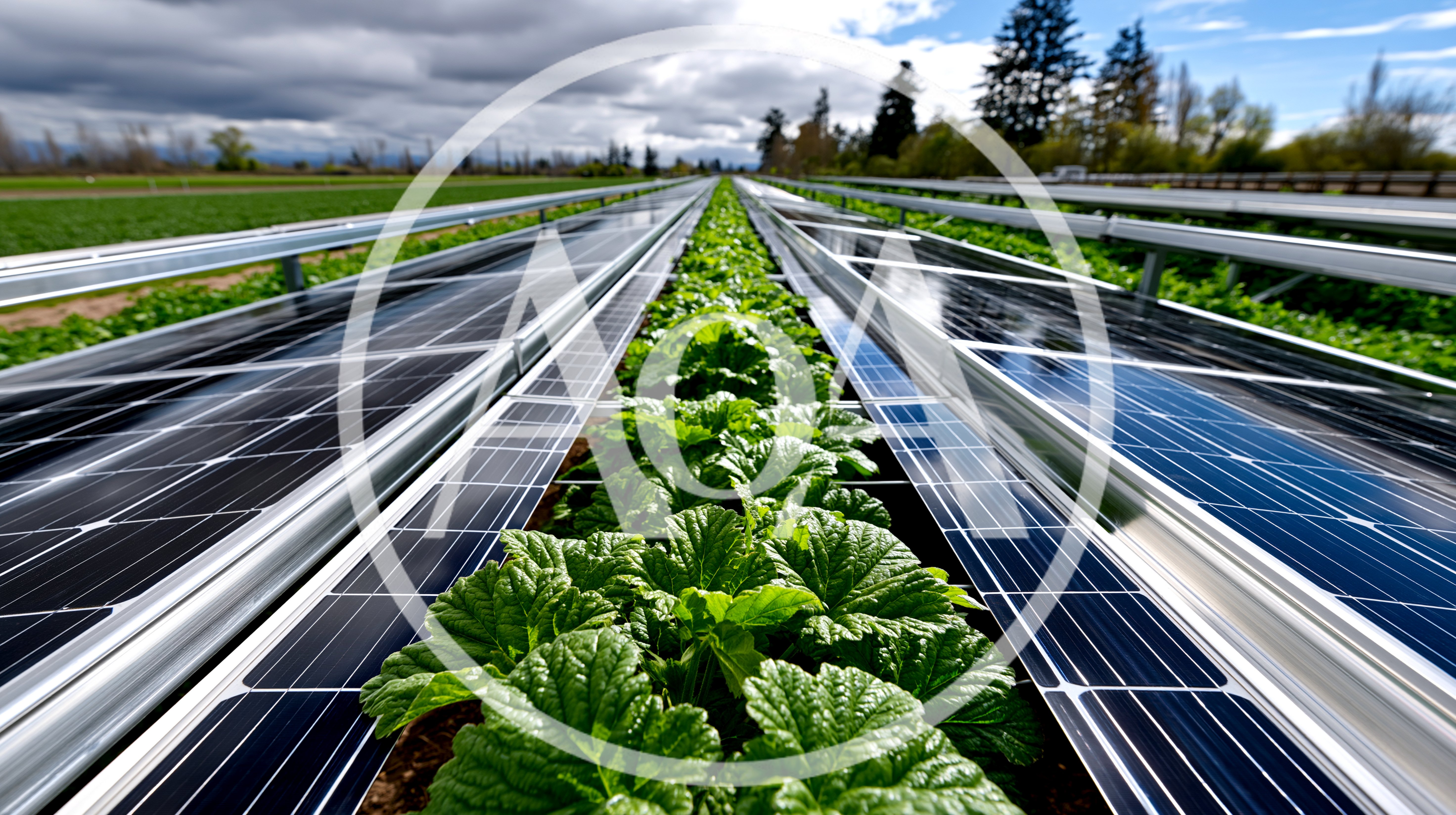 Agrivoltaic Farming System With Solar Panels And Crops