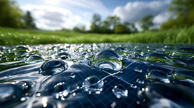 Water Droplets On A Solar Panel Surface