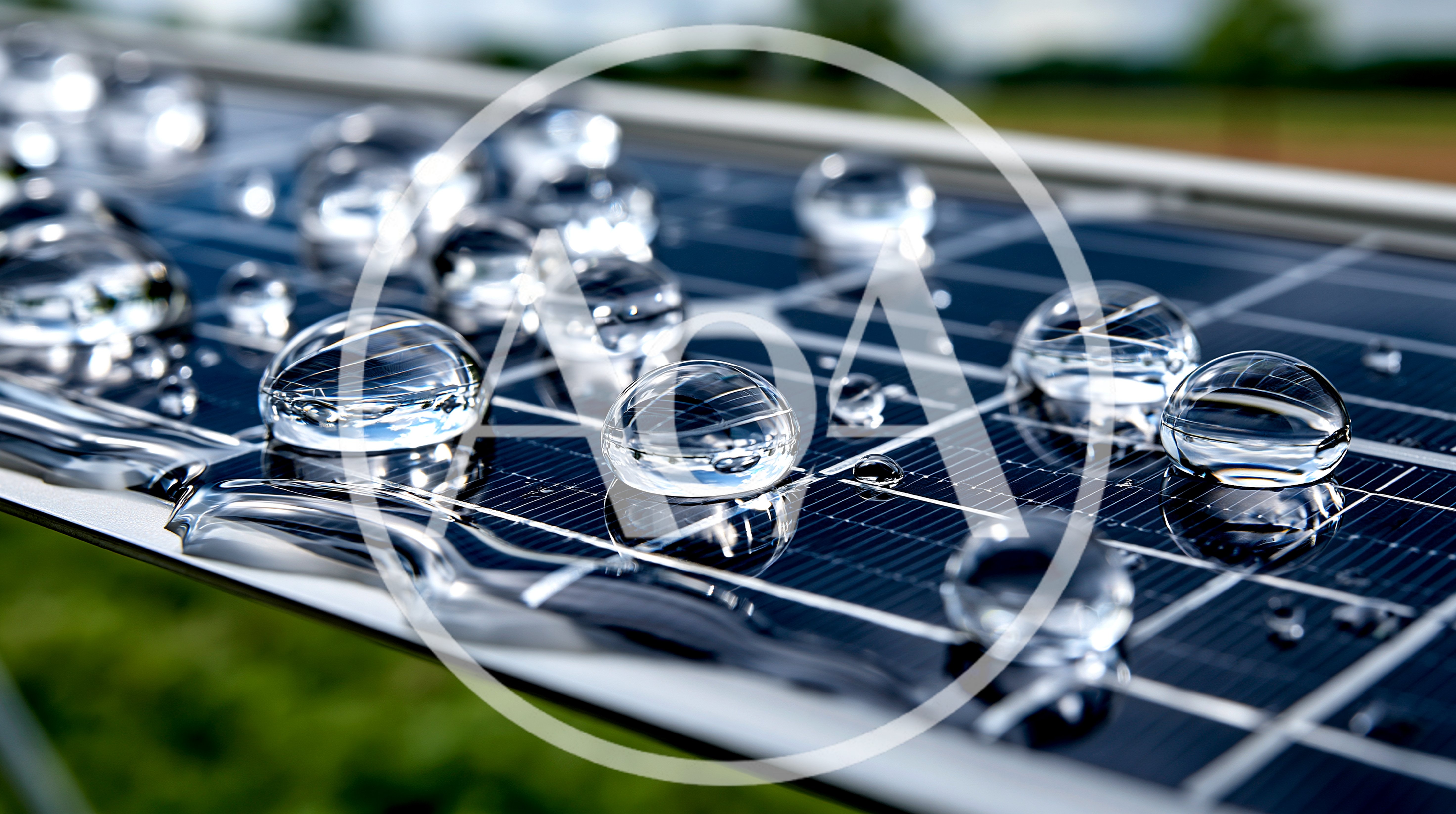 Water Droplets On A Solar Panel Surface