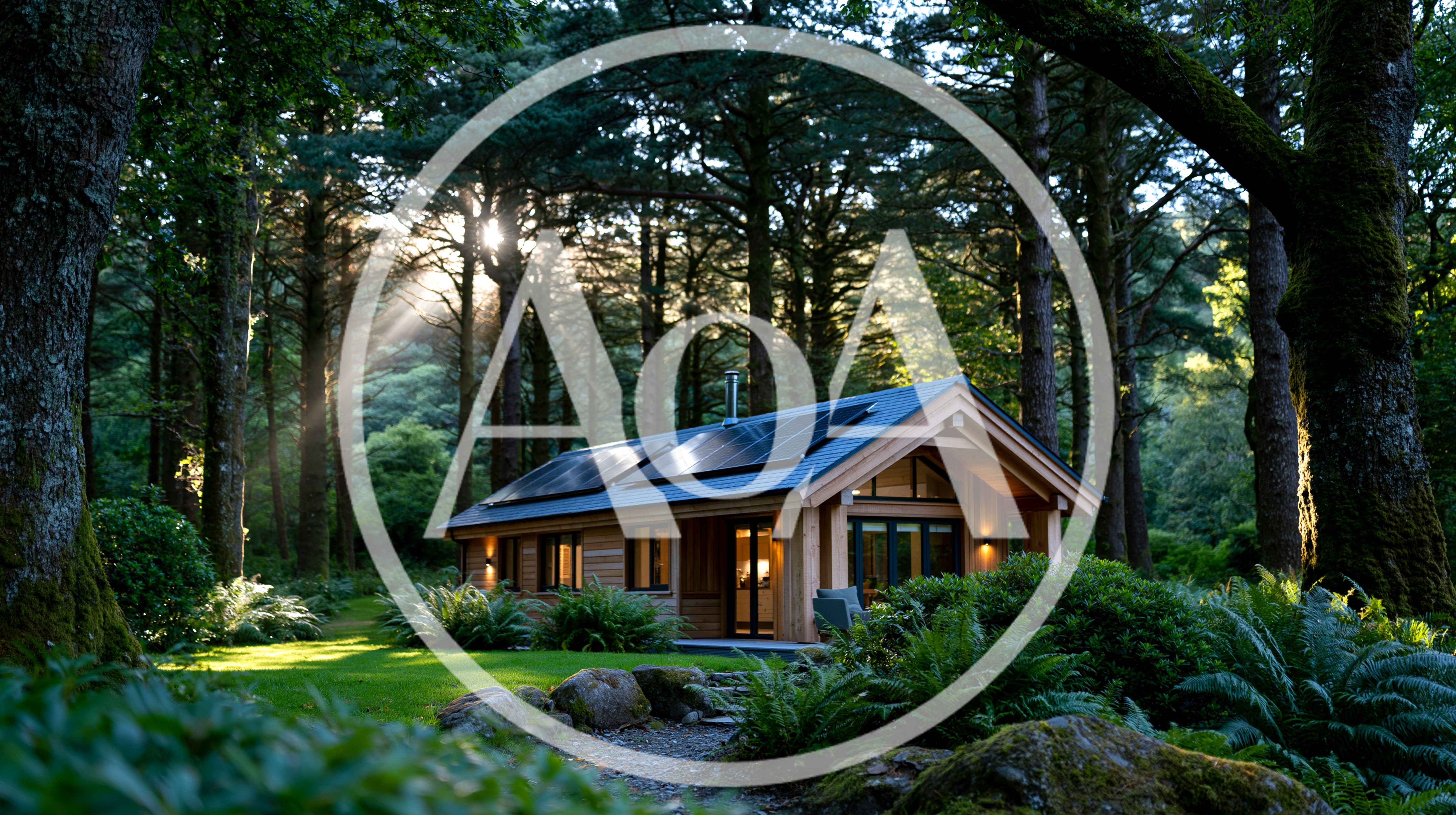 Modern Wooden Cabin Nestled In A Lush Forest