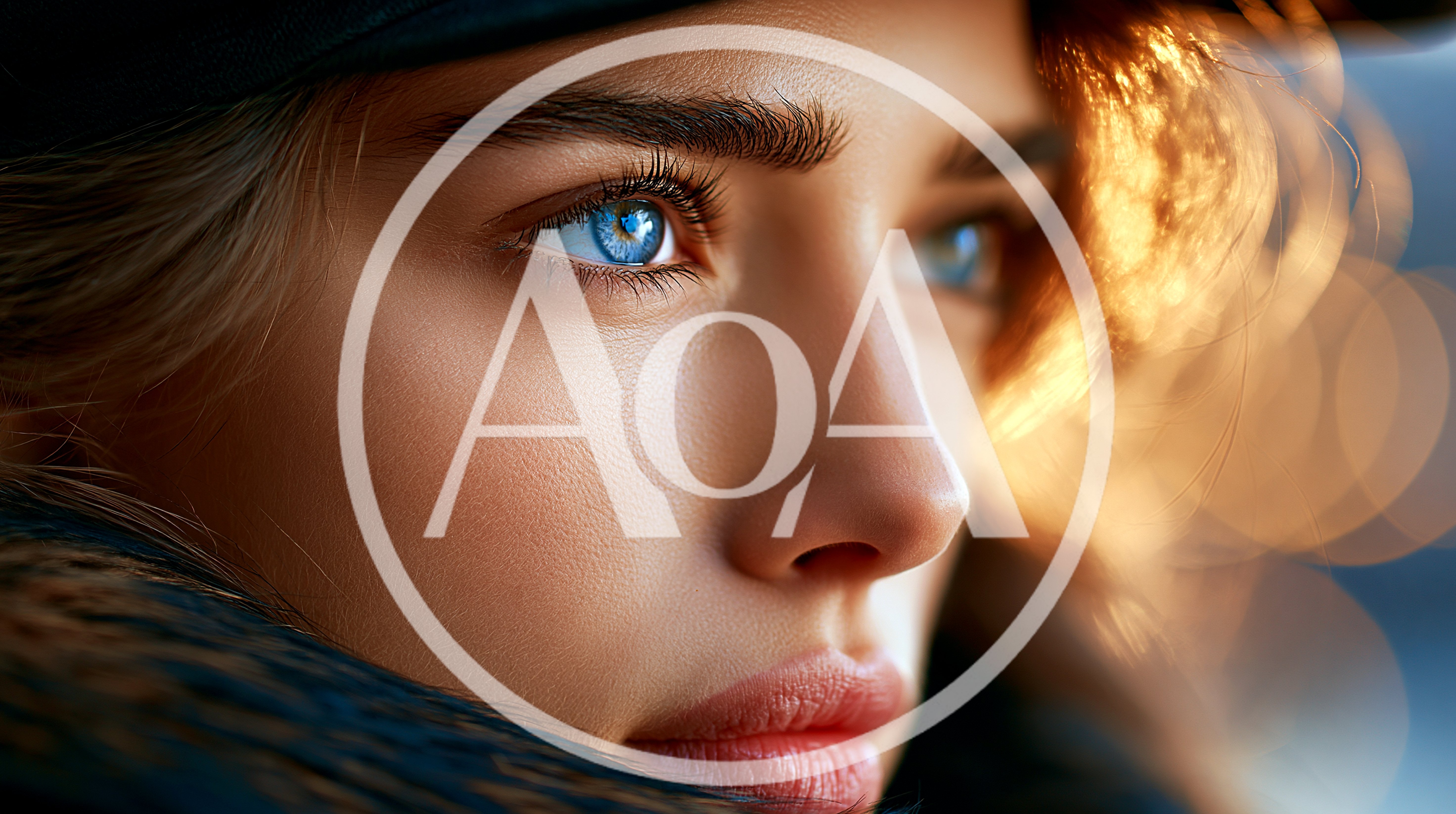 Close Up Portrait Of A Young Woman With Blue Eyes