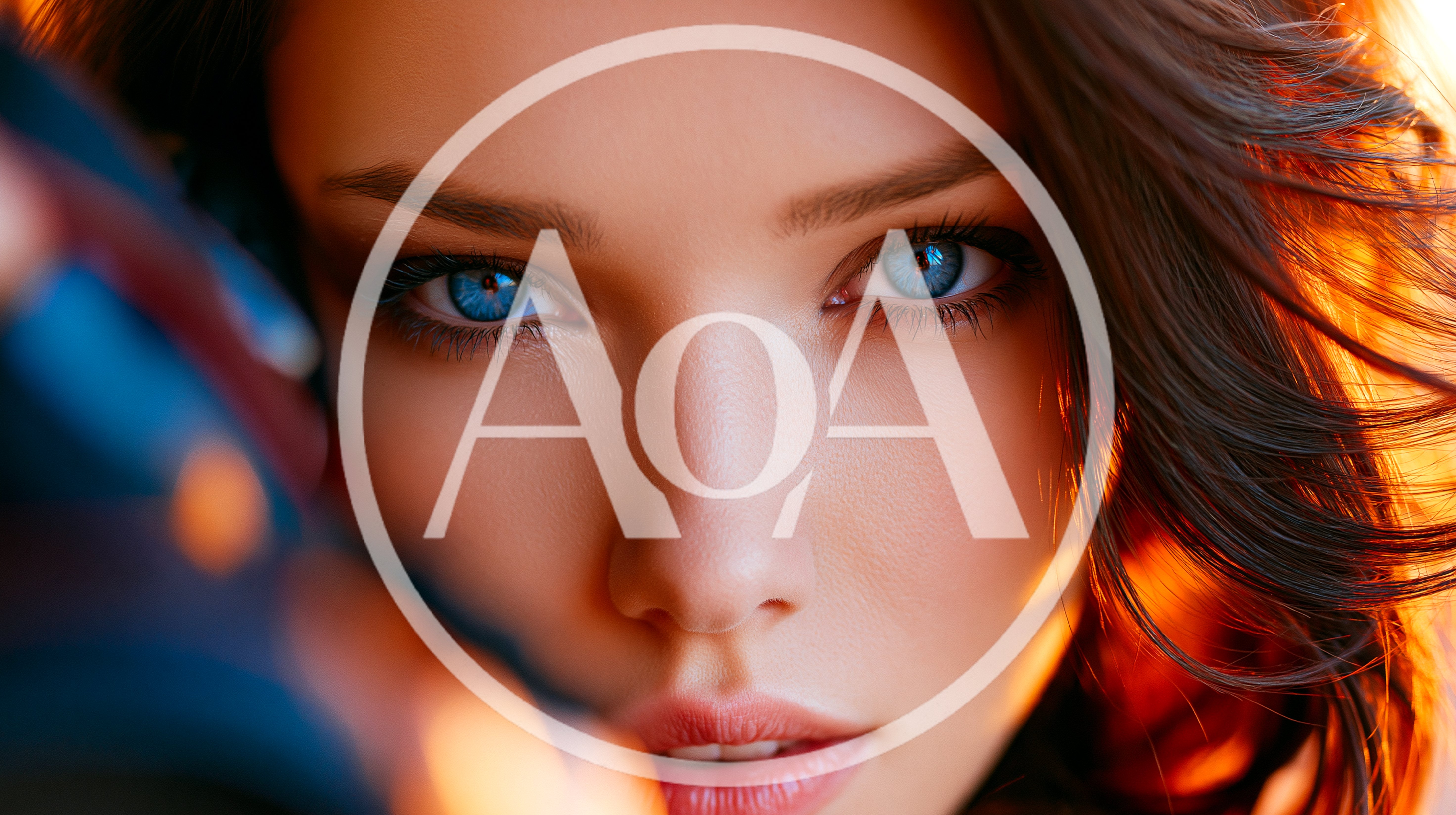 Close Up Portrait Of A Woman With Blue Eyes