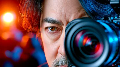 Professional Photographer Looking Through Camera Lens
