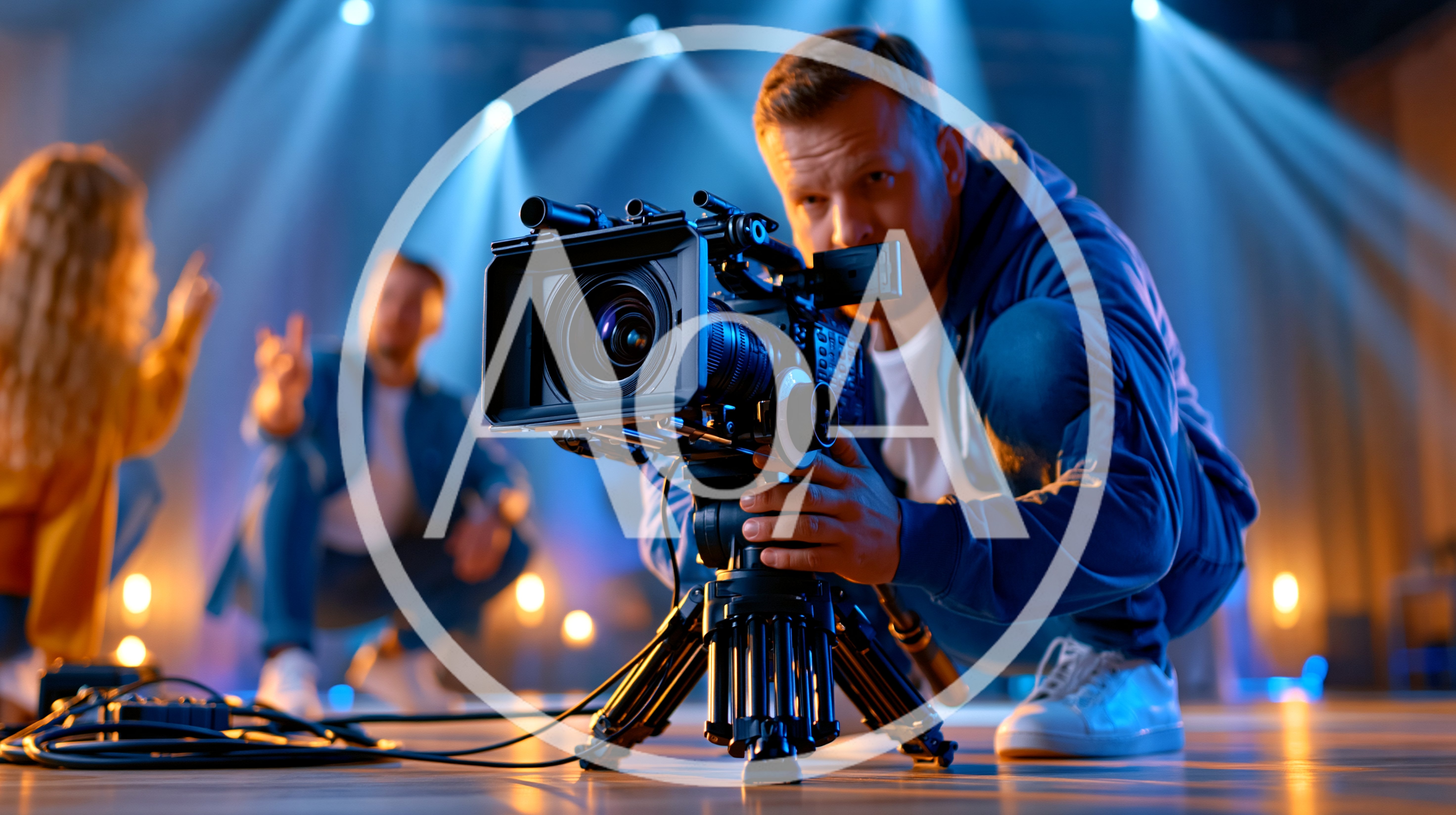 Professional Videographer Operating Cinema Camera On Set