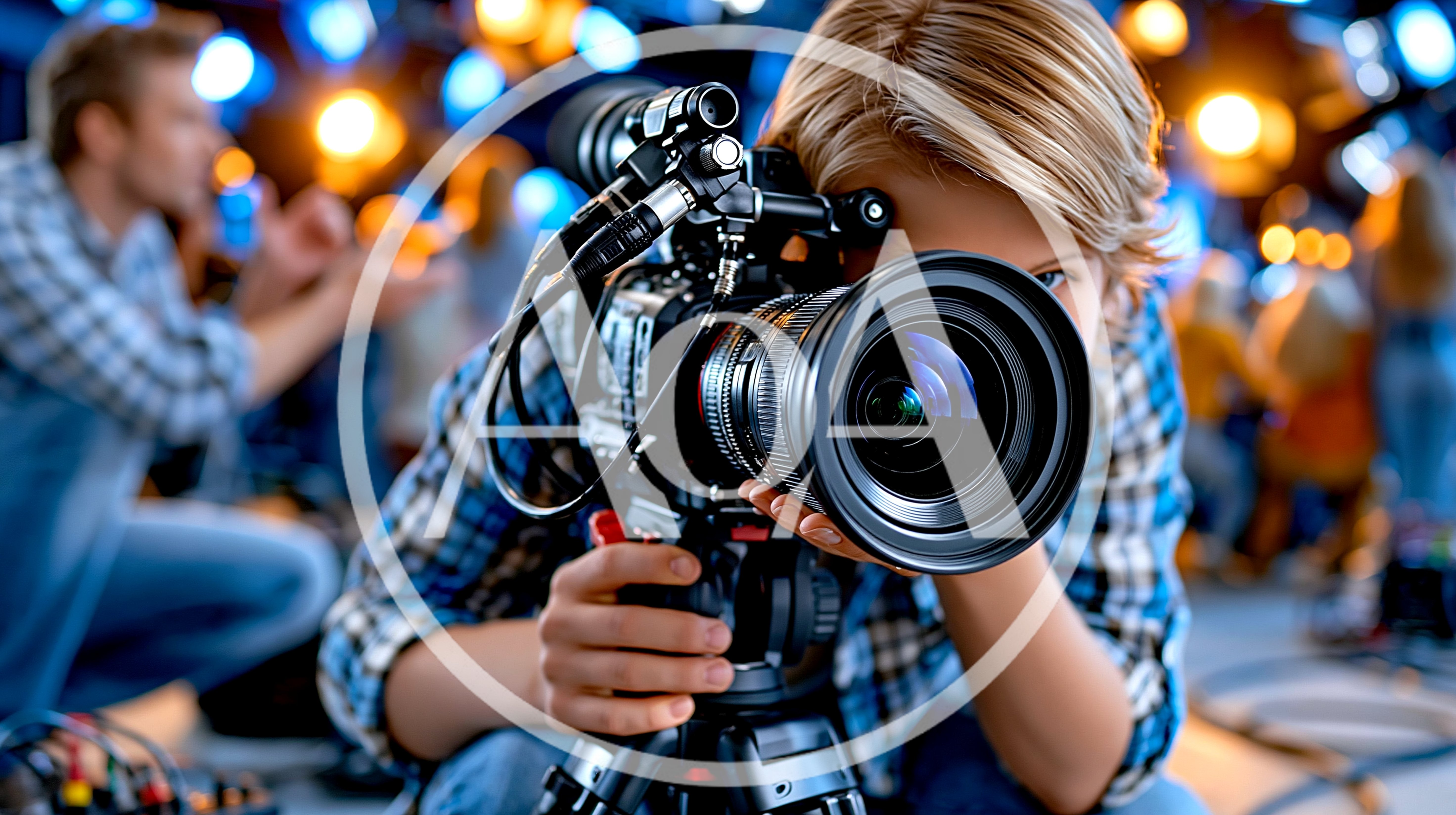 Young Videographer Operating Professional Cinema Camera On Set