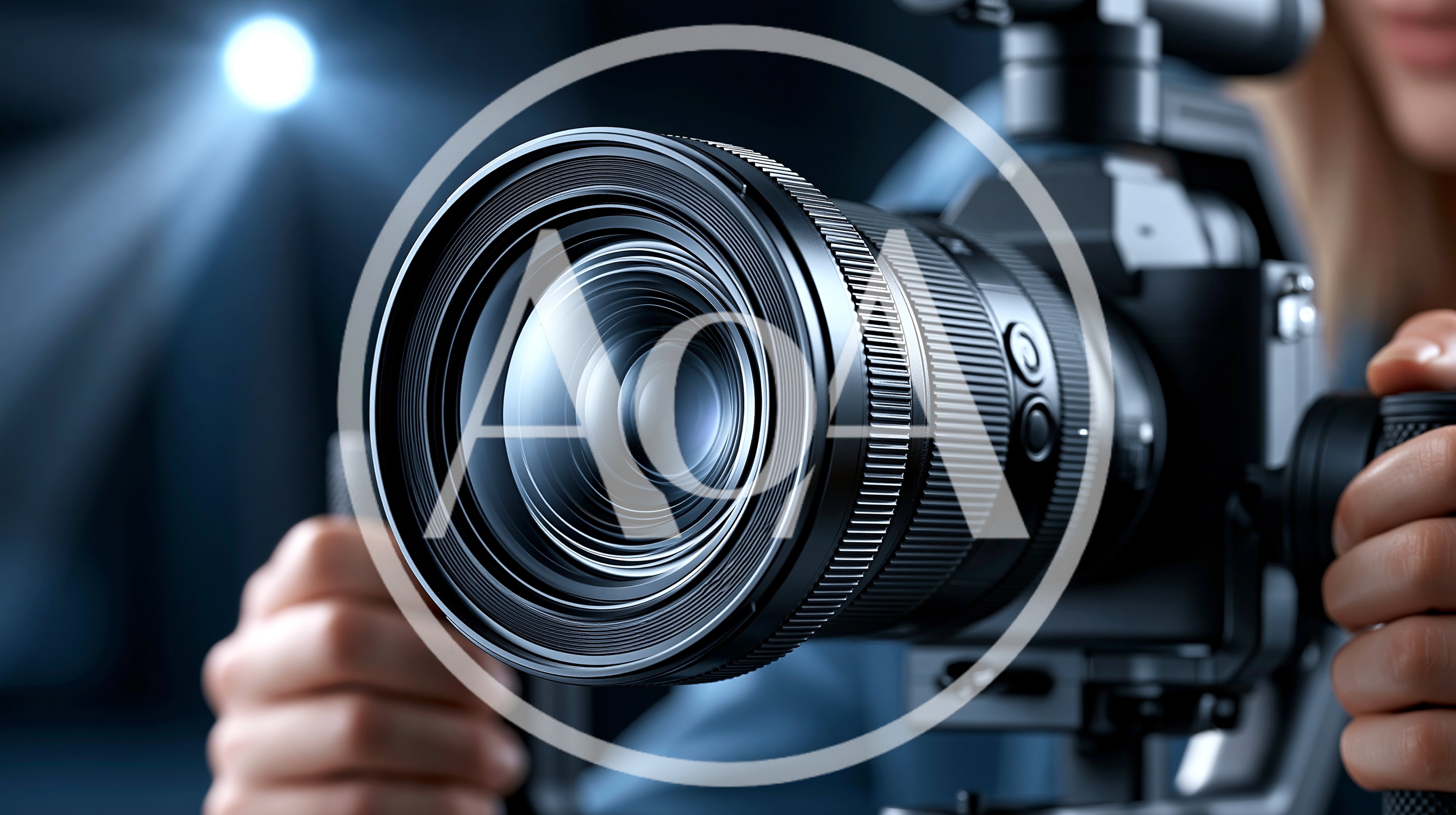 Professional Videographer Operating A Cinema Camera On Gimbal