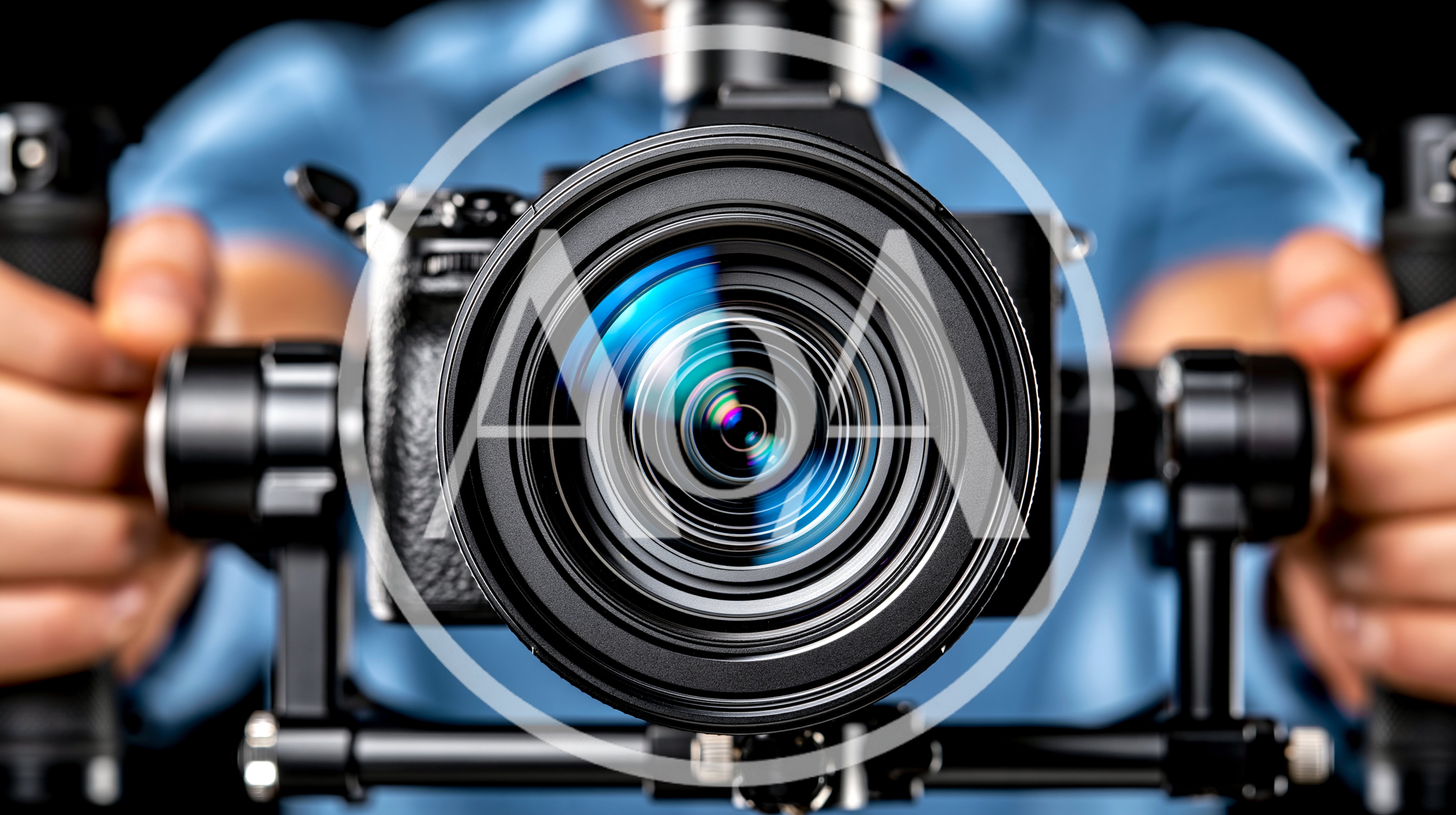 Videographer Holding Professional Camera On Gimbal Stabilizer