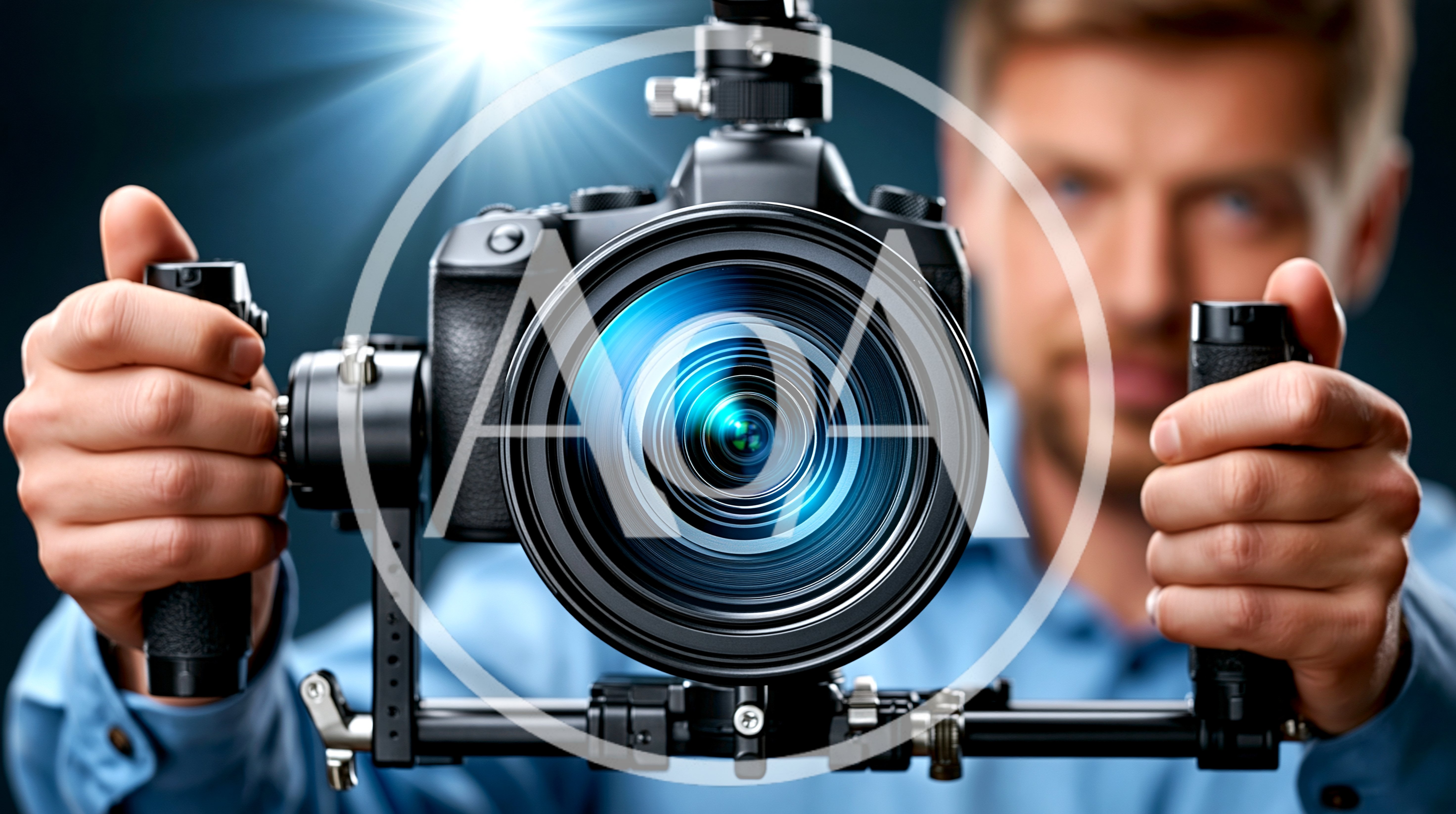Videographer Holding Professional Cinema Camera Rig