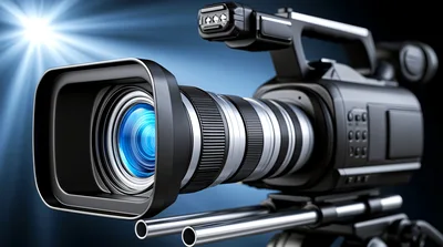 Professional Broadcast Video Camera On A Tripod