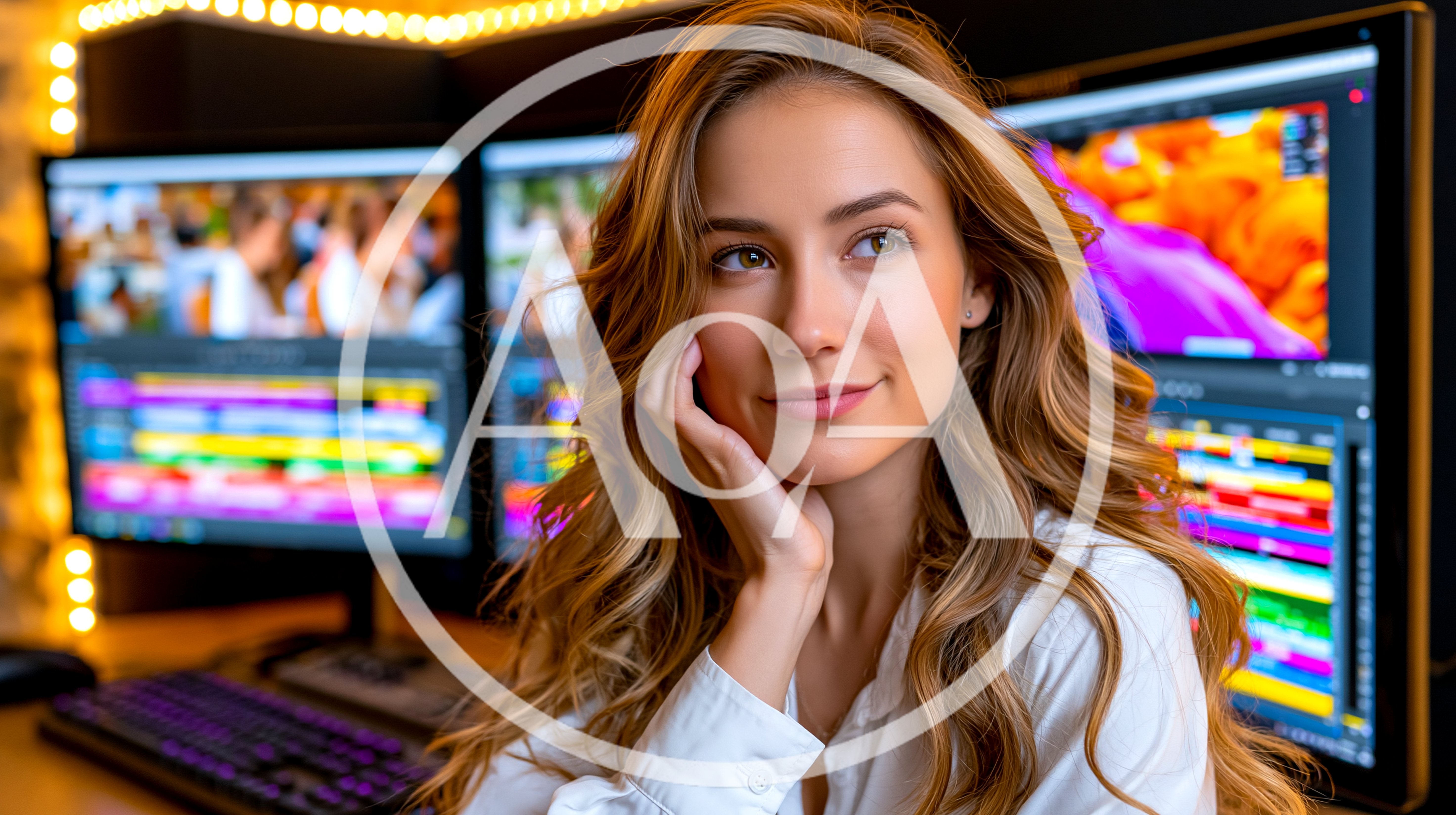 Young Female Video Editor Working At Computer Workstation