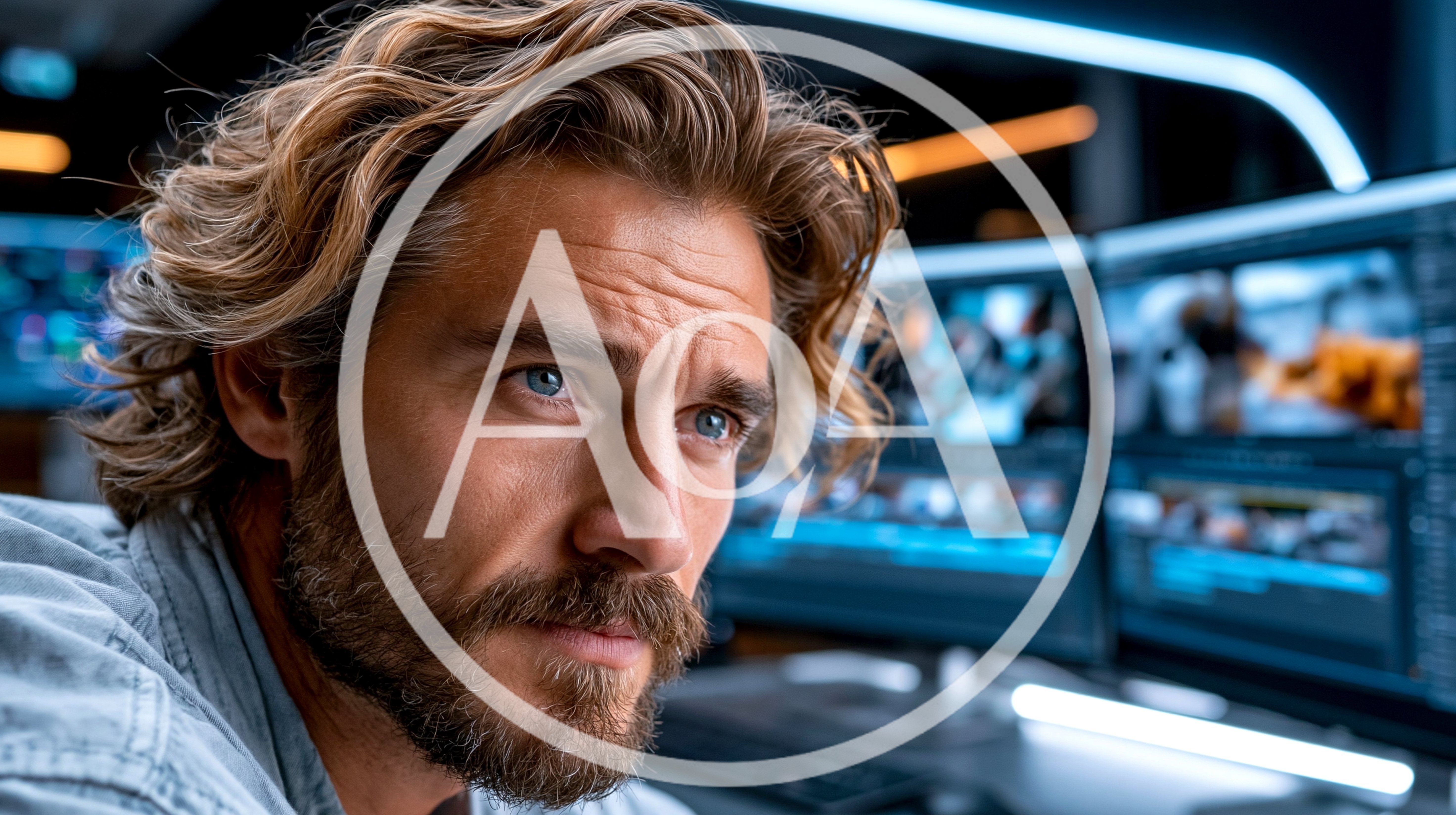 Focused Male Video Editor Working At Computer Workstation