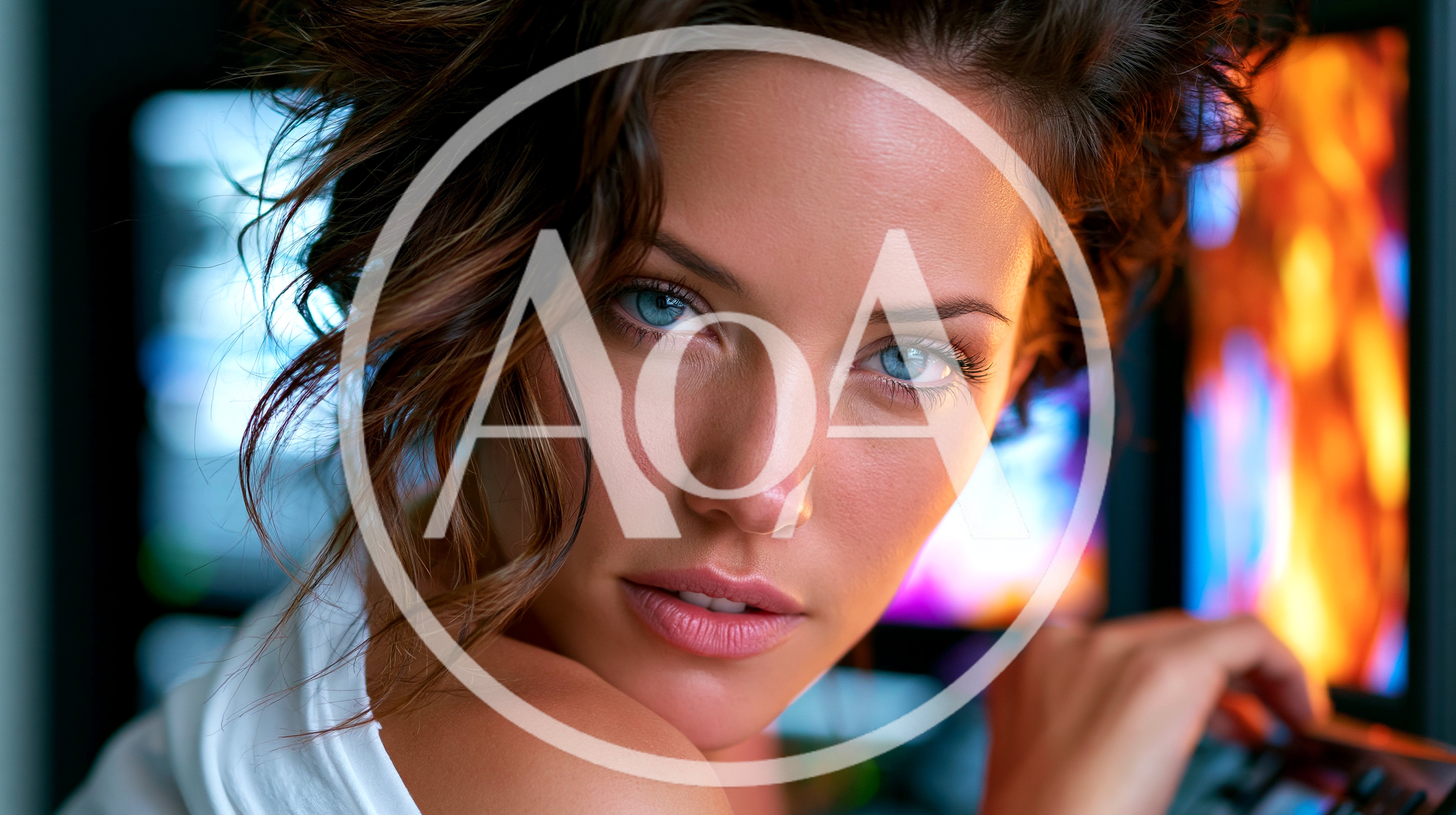 Portrait Of A Beautiful Woman With Blue Eyes