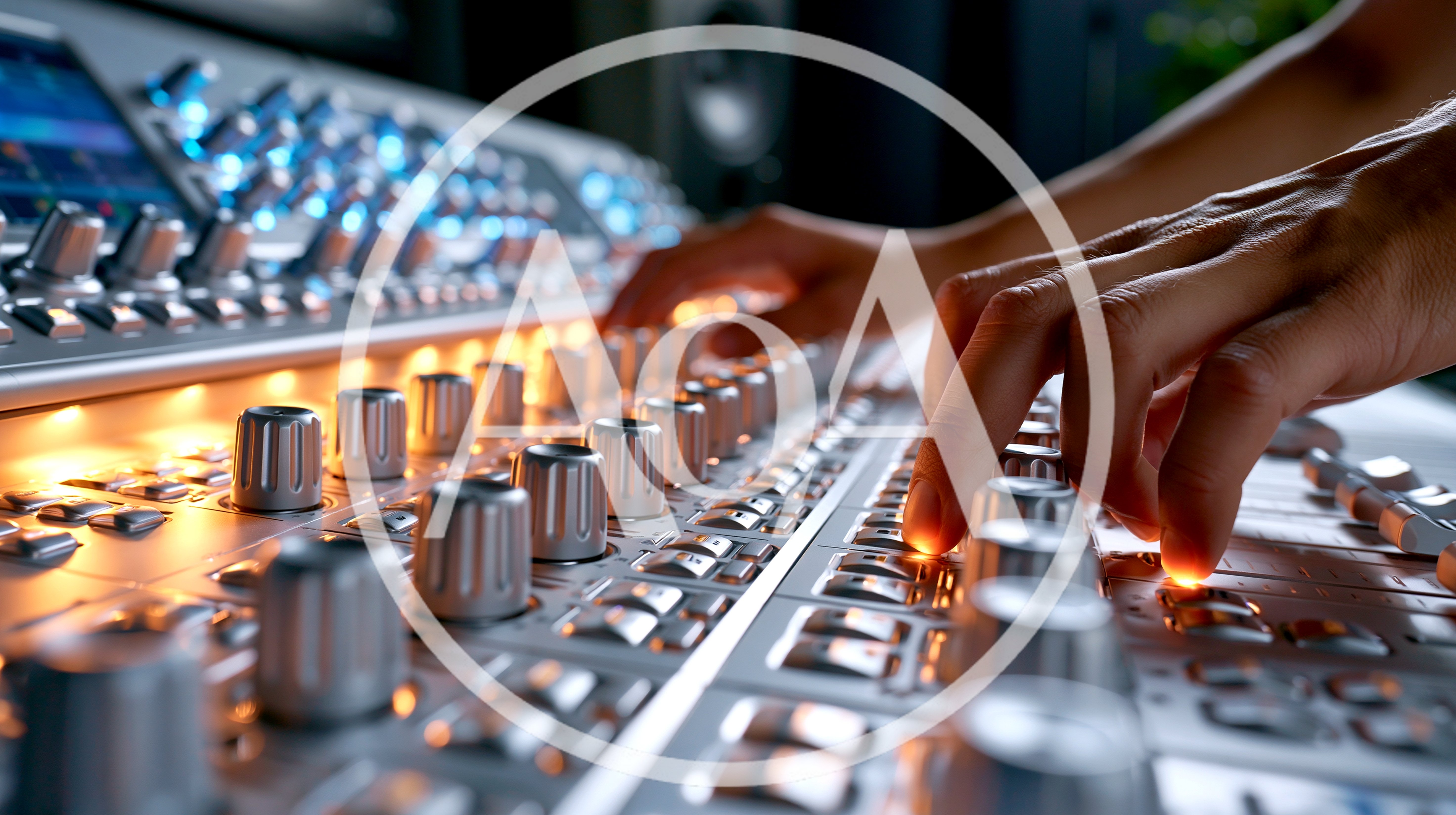 Sound Engineer Adjusting Audio Mixing Console