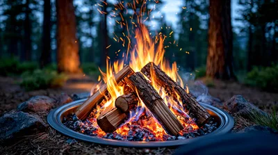 Crackling Campfire Burning In A Forest Clearing