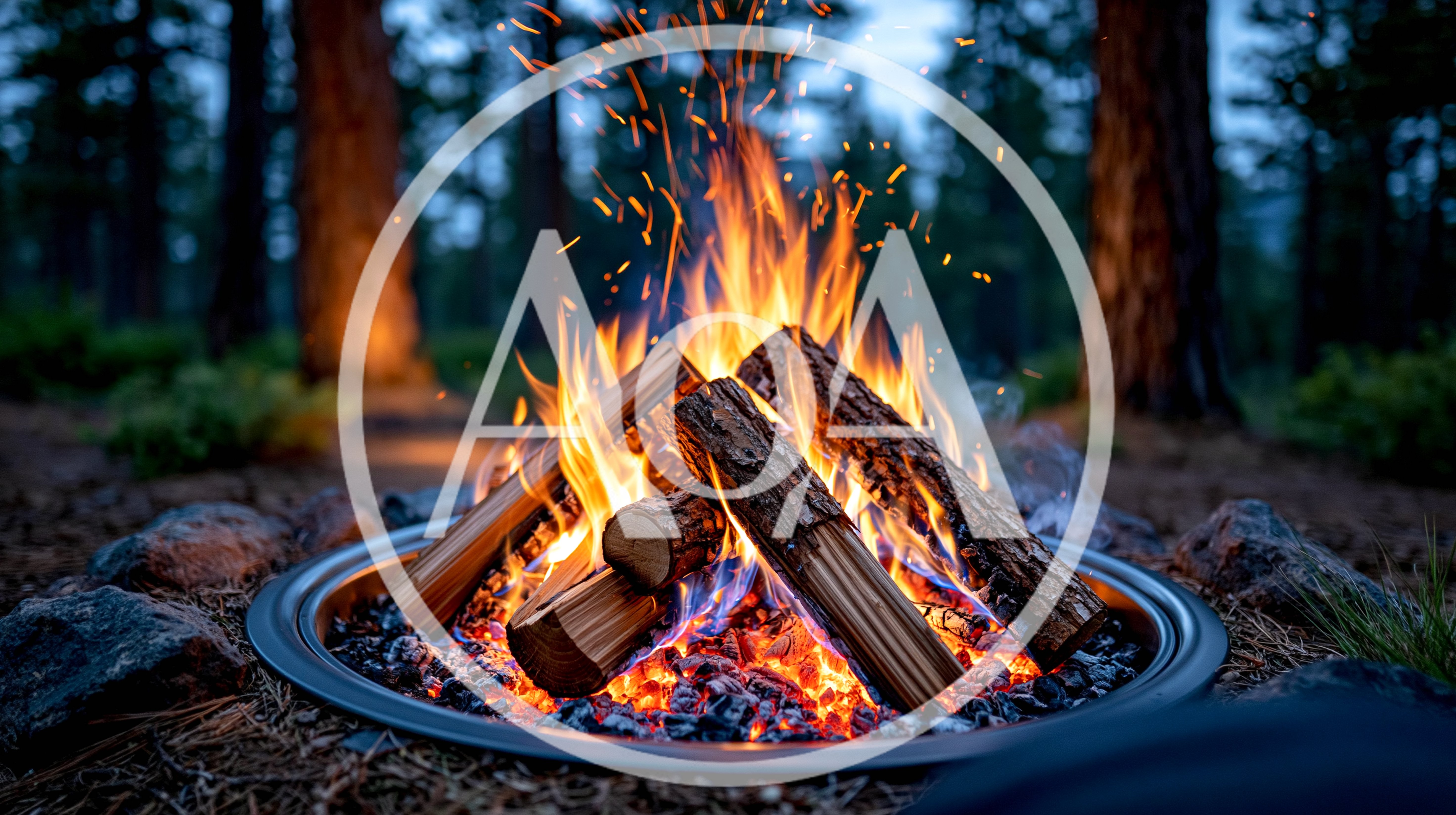 Crackling Campfire Burning In A Forest Clearing
