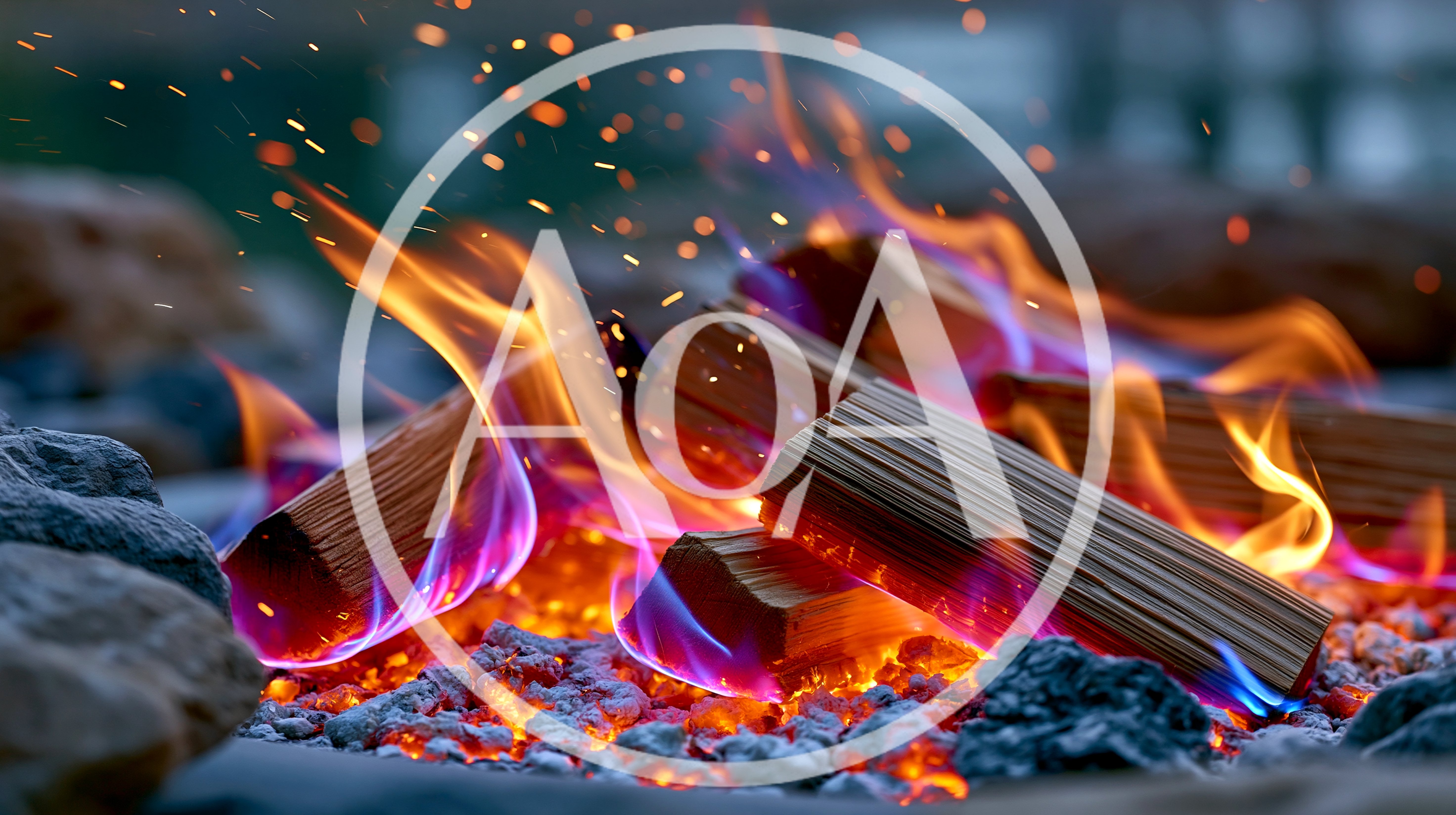 Vibrant Flames Burning Wood Logs In A Fire Pit