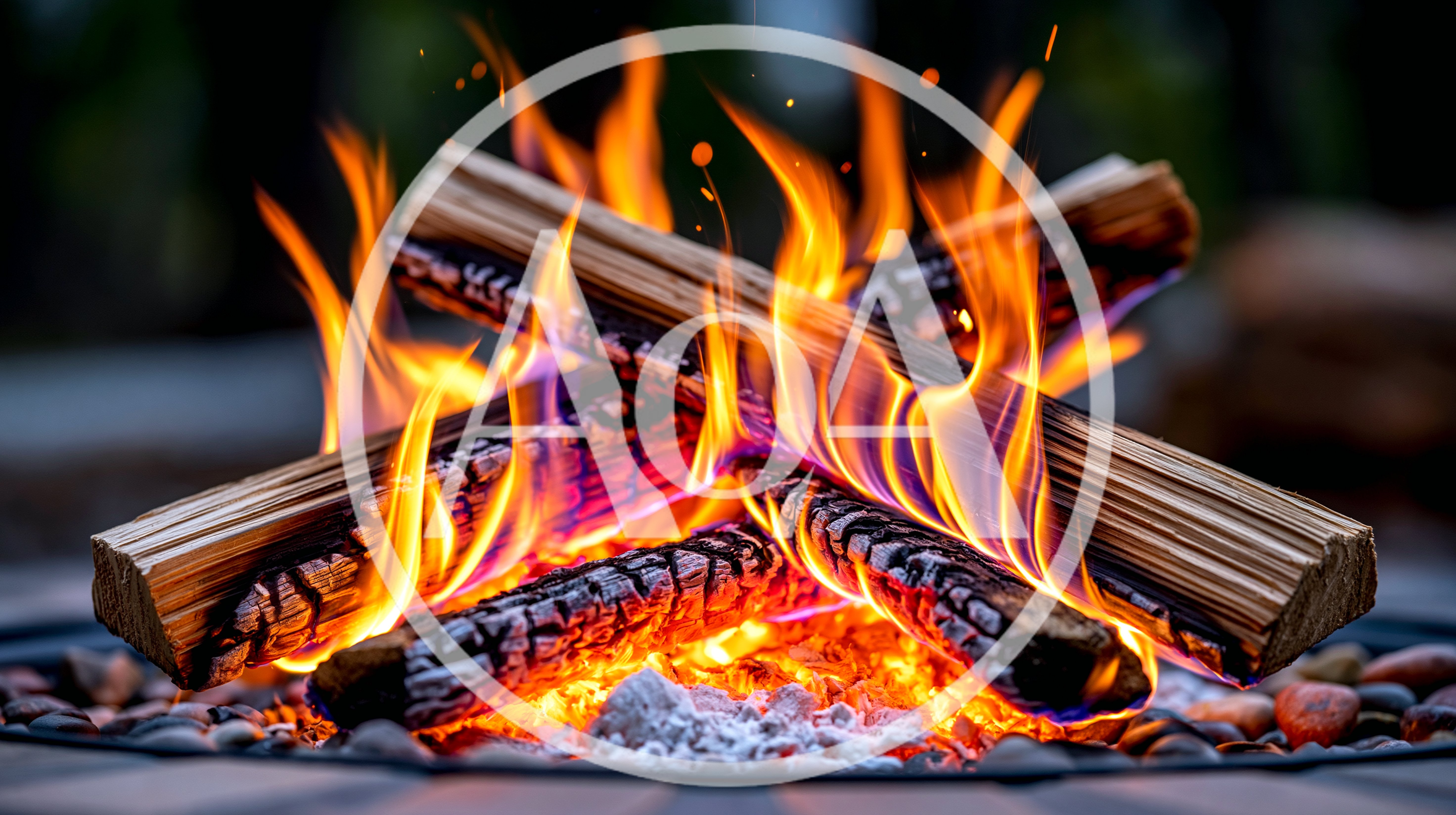 Burning Wood Logs In A Backyard Fire Pit