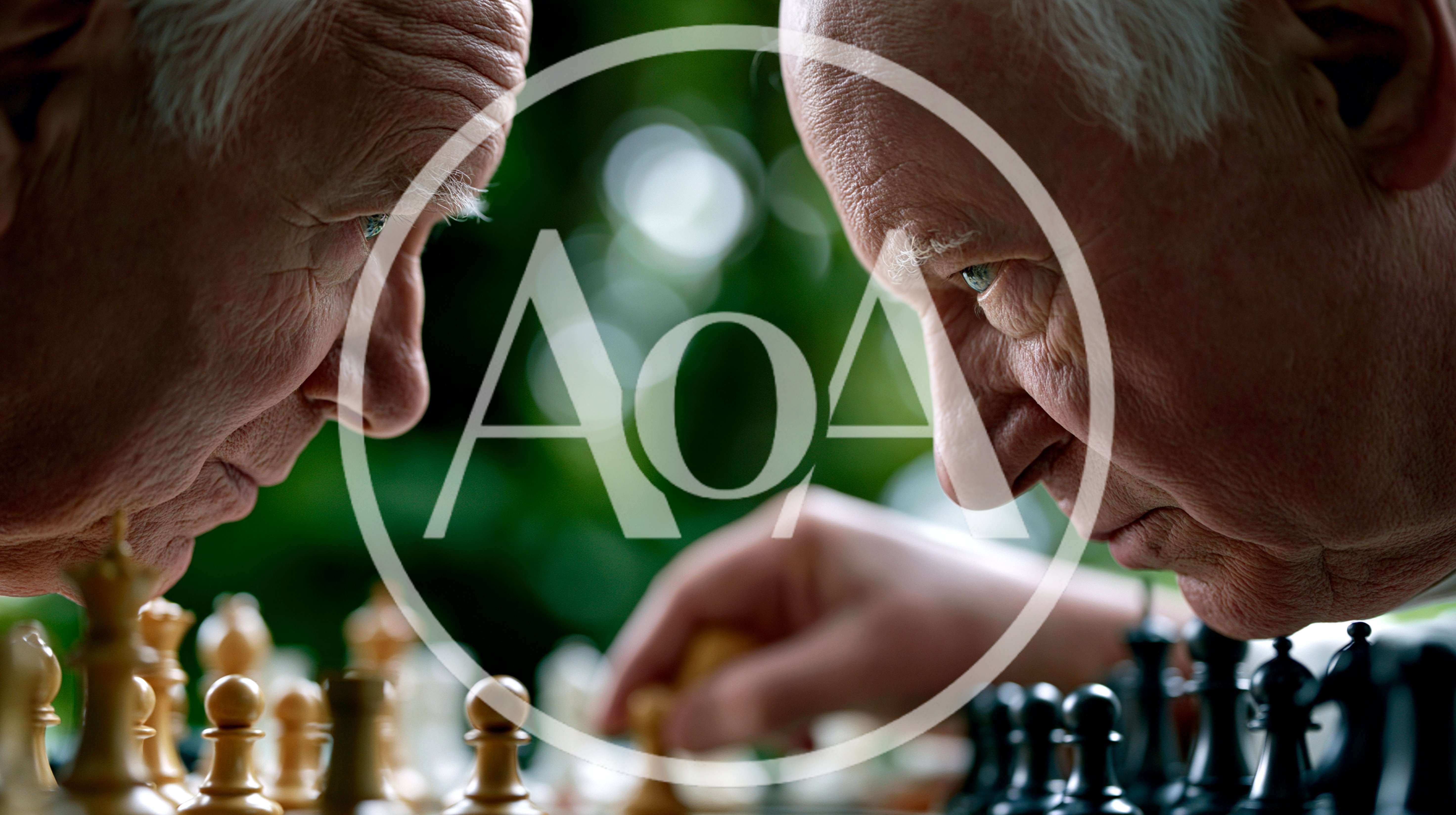 Two Elderly Men Playing Chess Outdoors