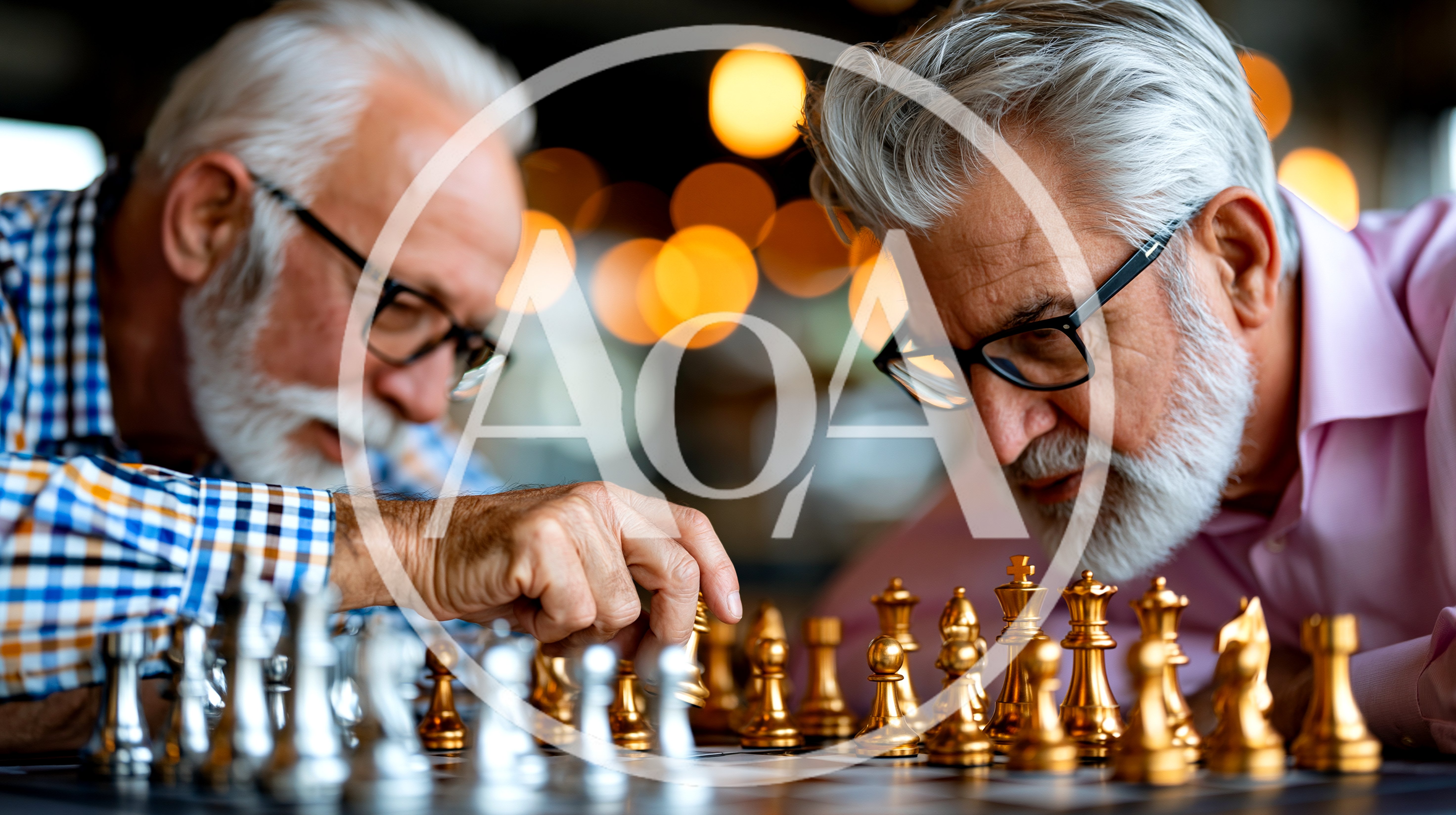 Two Elderly Men Playing Chess Together