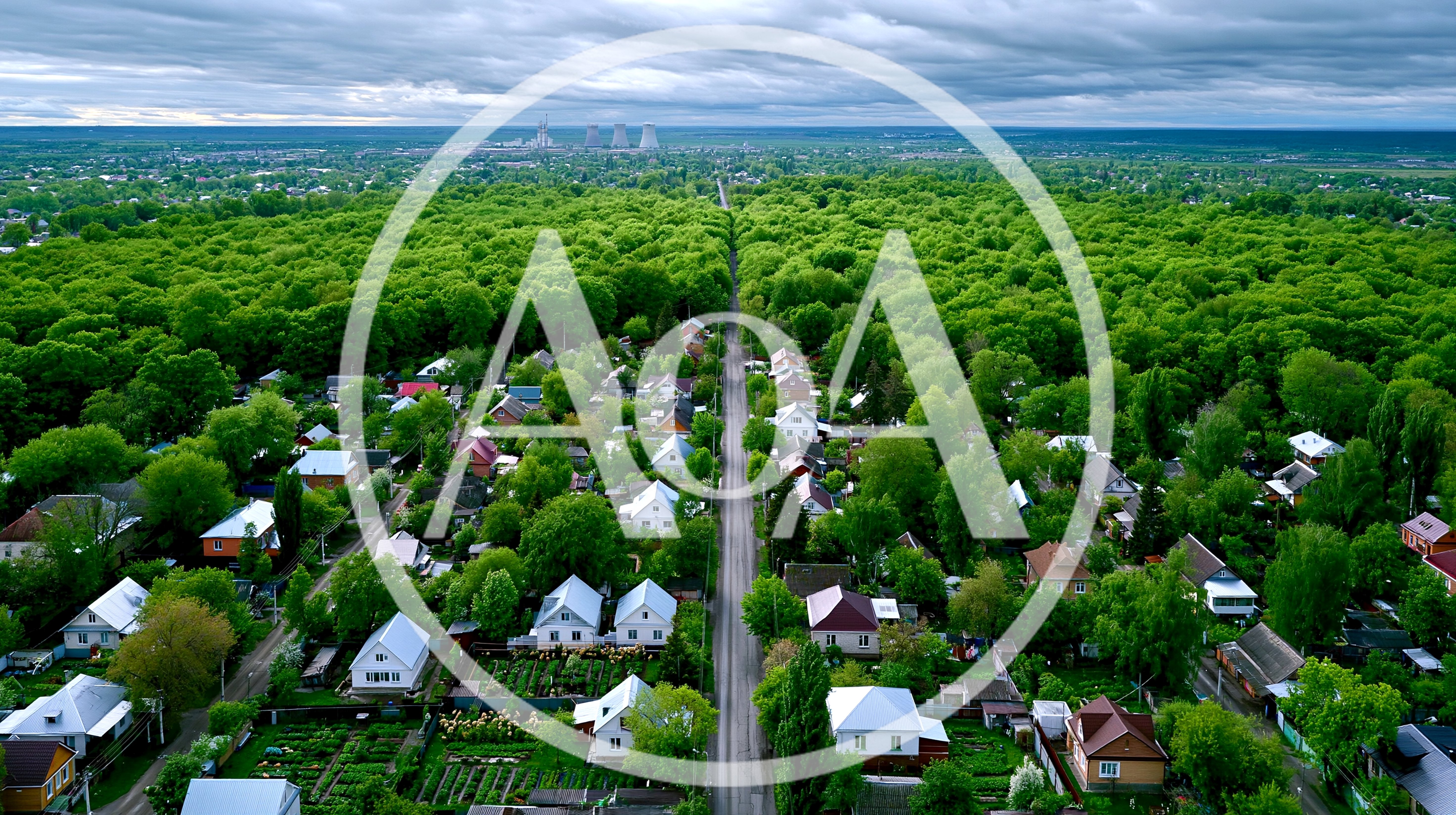 Aerial View Of A Suburban Neighborhood Bordering A Forest