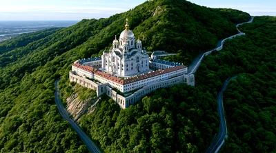 Aerial View Of The Spaso-Preobrazhensky Monastery On Mount Beshtau