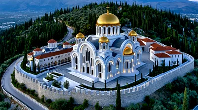 Aerial View Of A Grand Orthodox Monastery