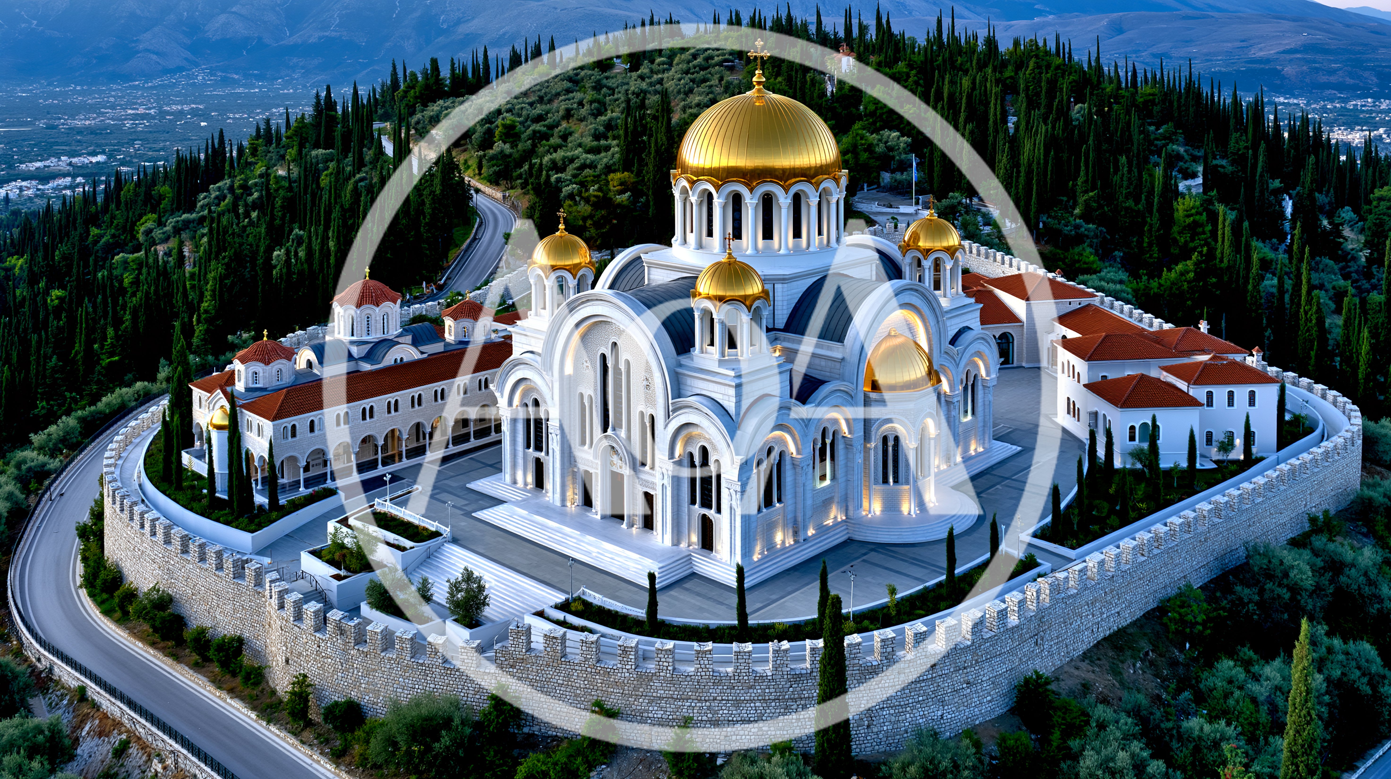 Aerial View Of A Grand Orthodox Monastery