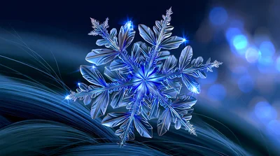 Glowing Blue Crystal Snowflake On Abstract Background