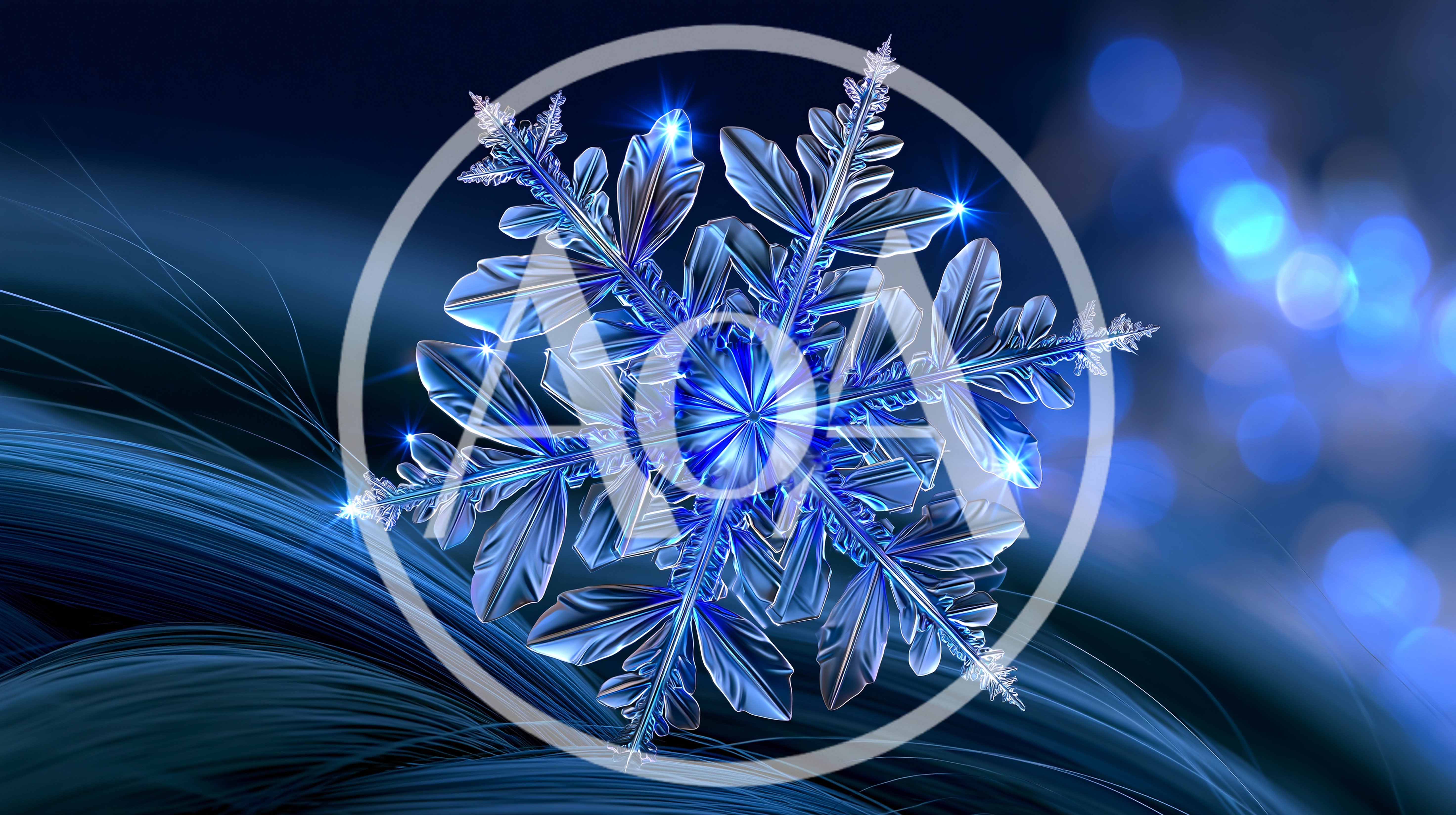 Glowing Blue Crystal Snowflake On Abstract Background