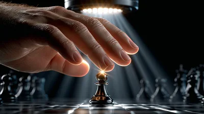 Hand Reaching For A Single Chess Pawn