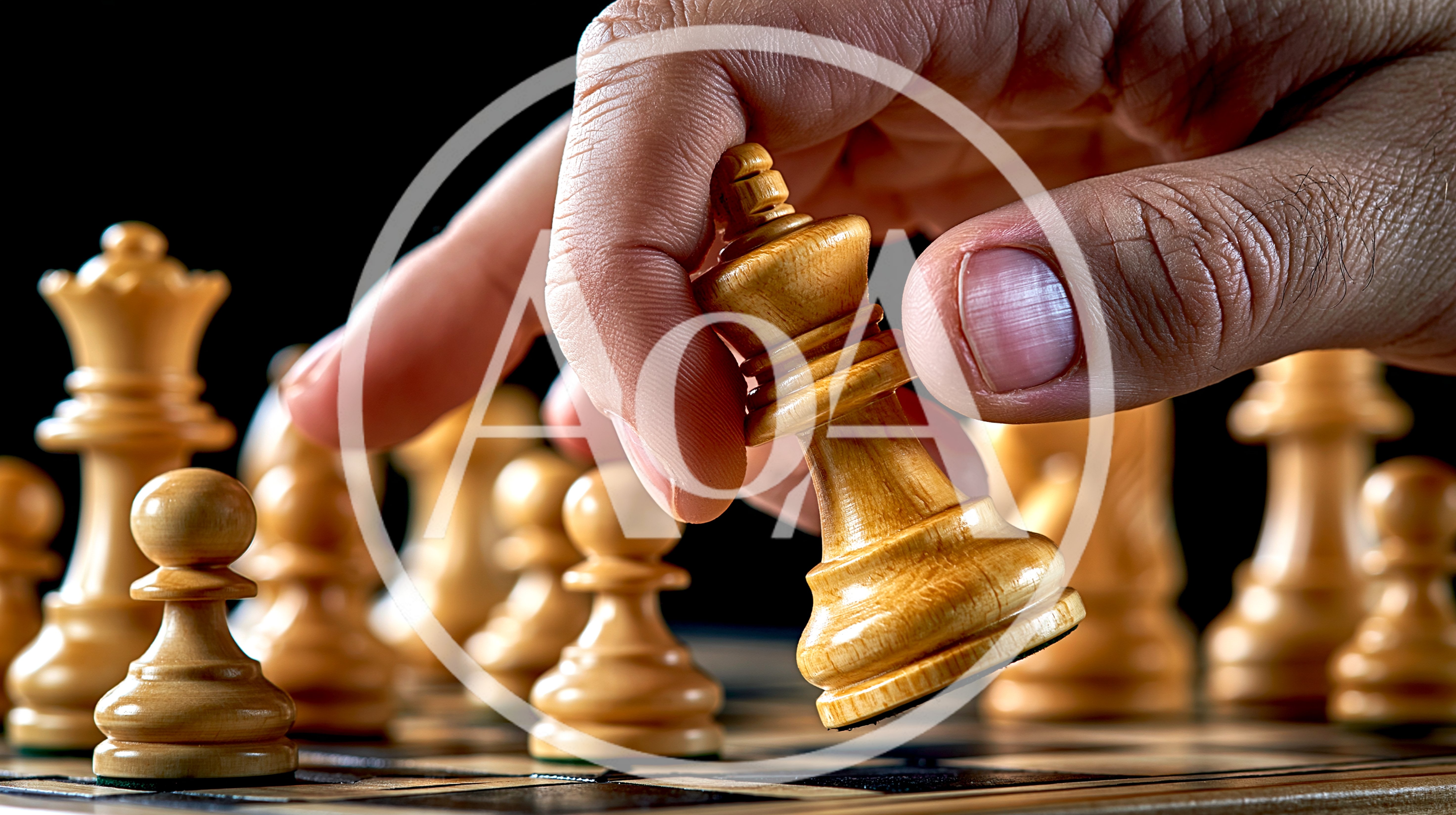 Hand Moving A Wooden King Chess Piece