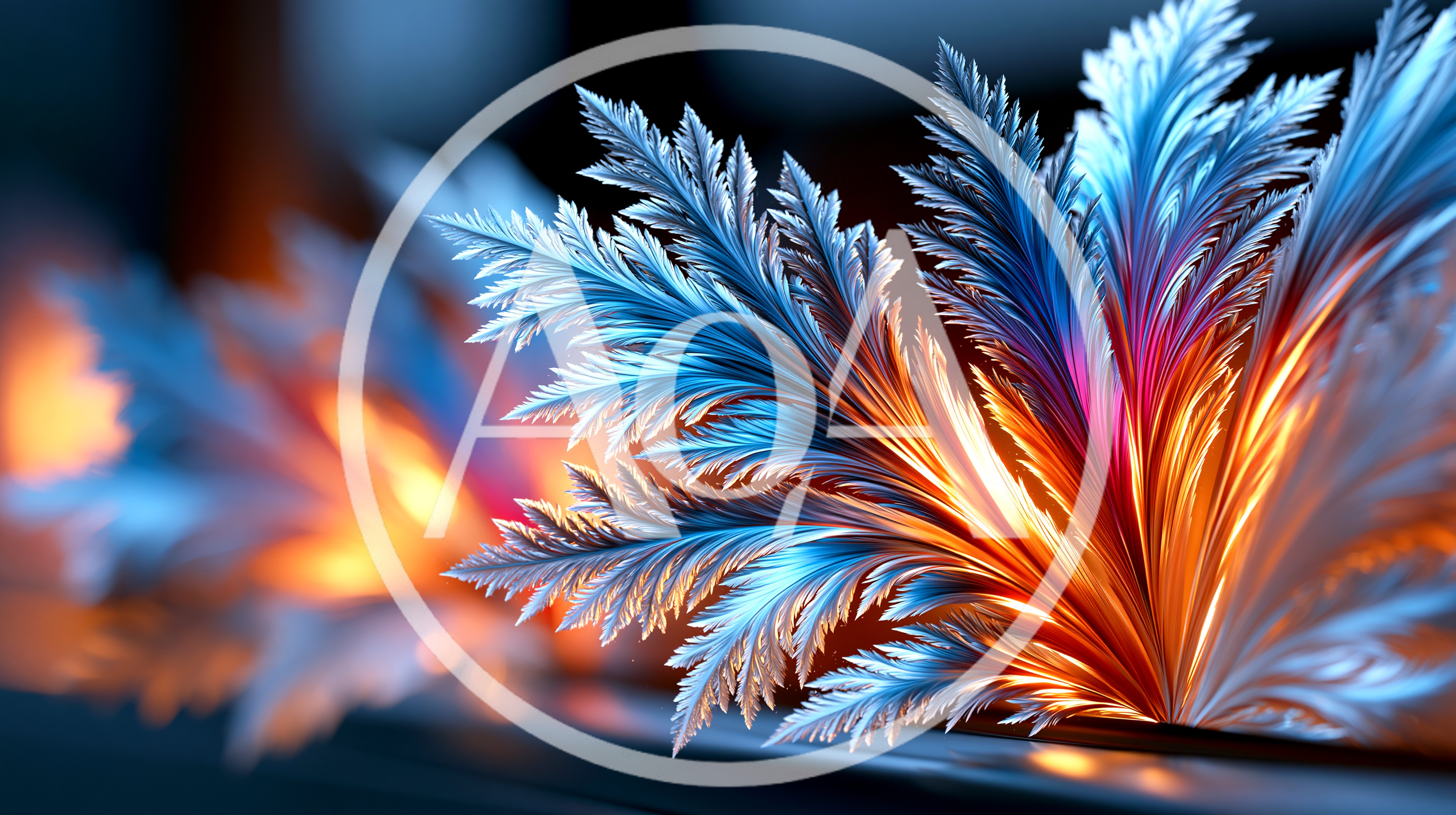 Abstract Fractal Frost Patterns With Vibrant Light