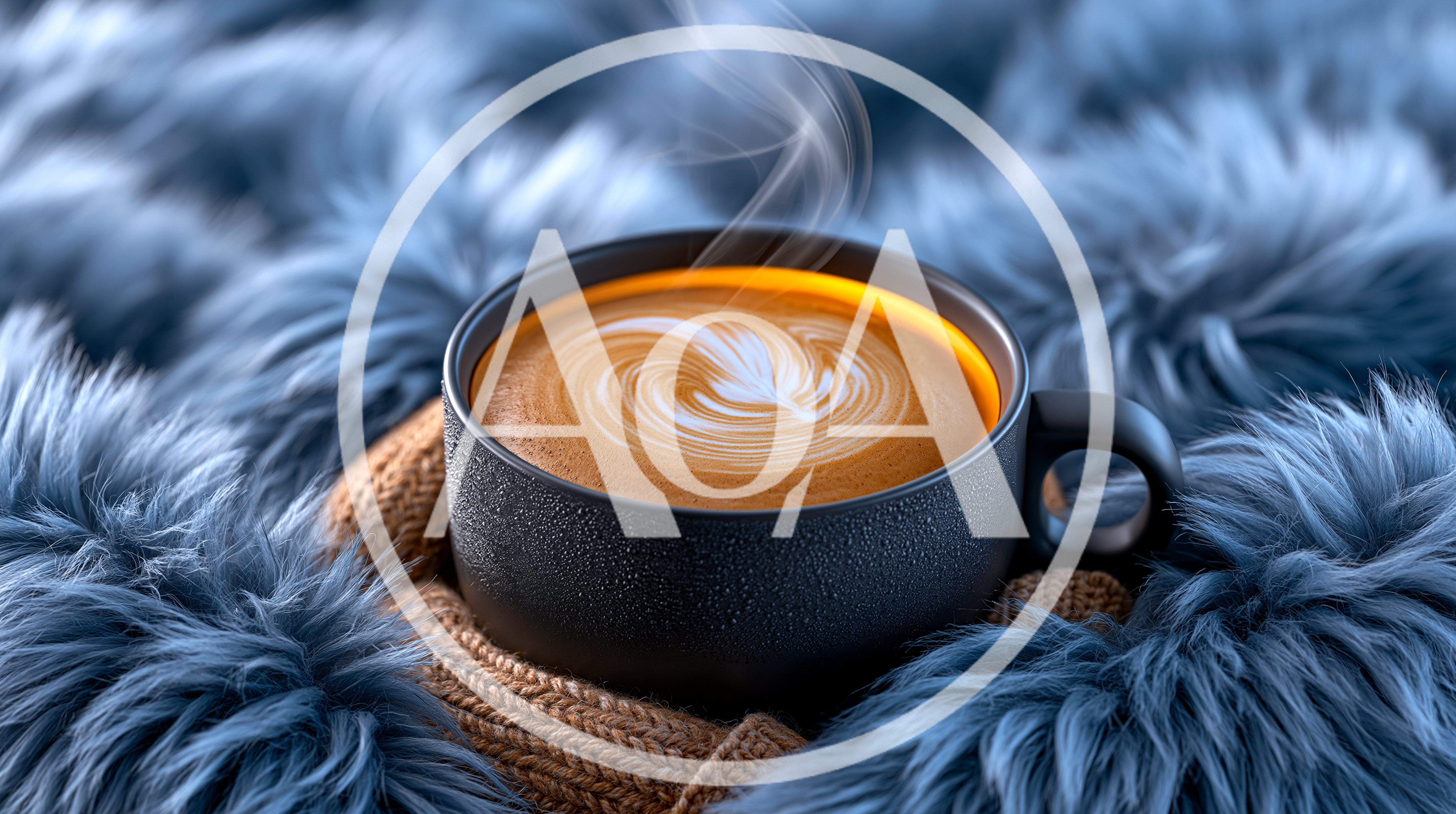 Steaming Cup Of Latte On A Cozy Fur Blanket