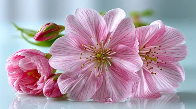 Pink Cherry Blossom Flowers With Buds