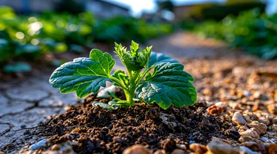 Small Green Seedling Growing In Dry Soil