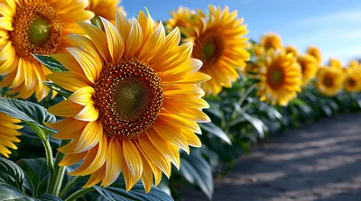 Vibrant Sunflowers Blooming In A Sunny Field