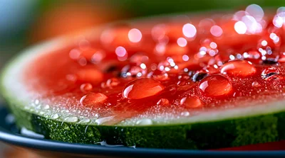 Fresh Watermelon Slice With Water Droplets