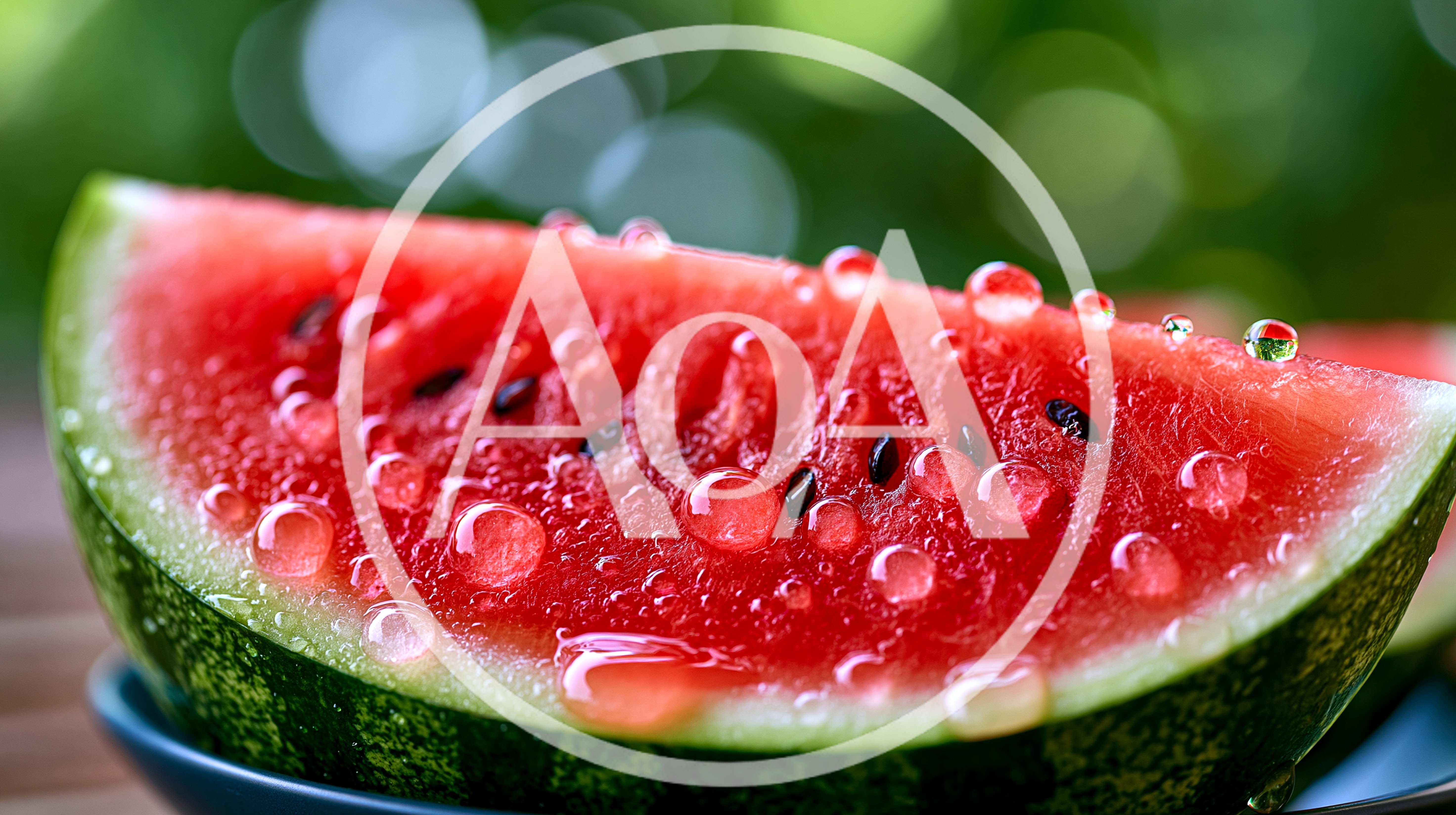 Fresh Watermelon Slice With Water Droplets