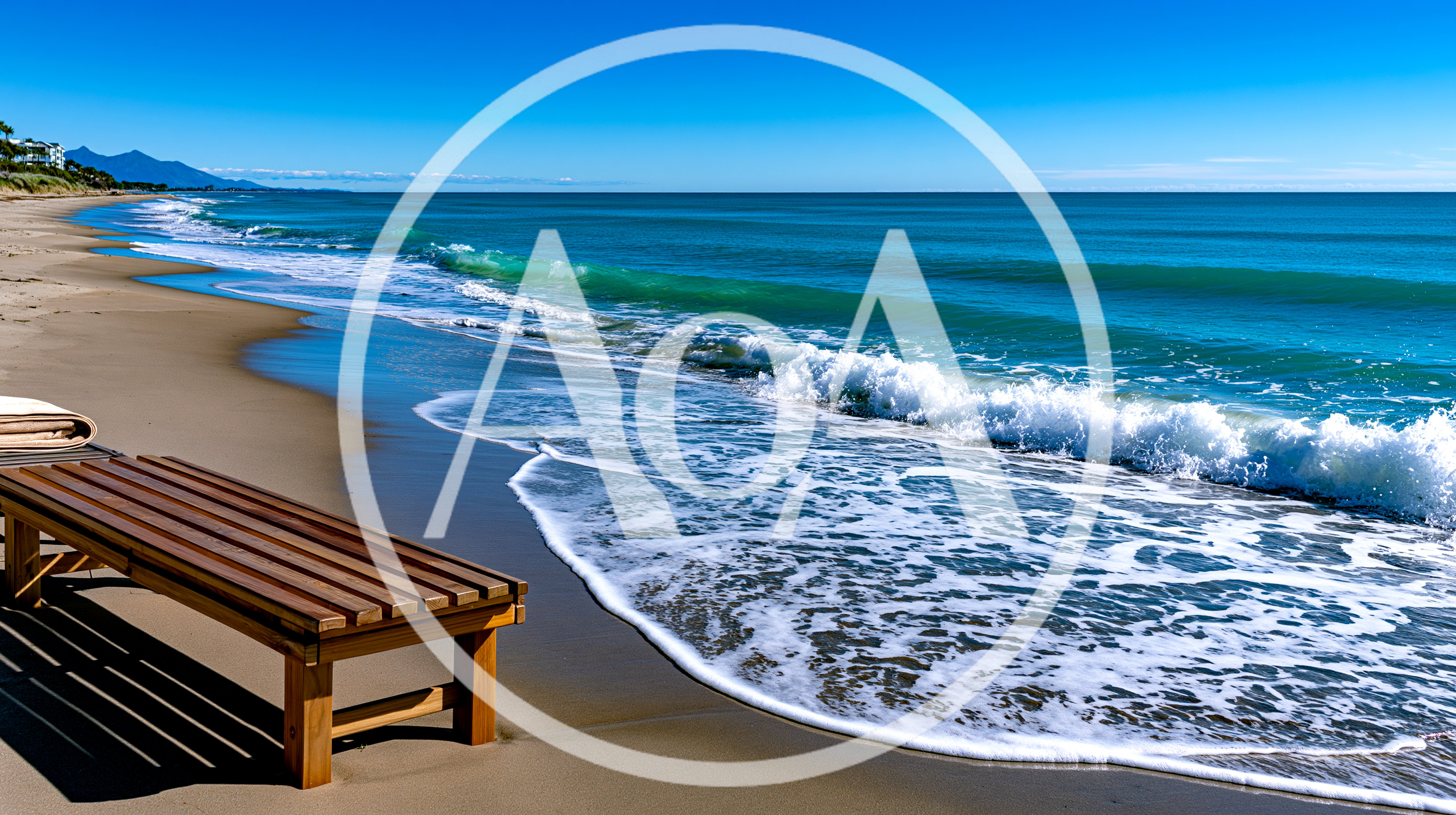Wooden Lounge Chair On A Sunny Tropical Beach