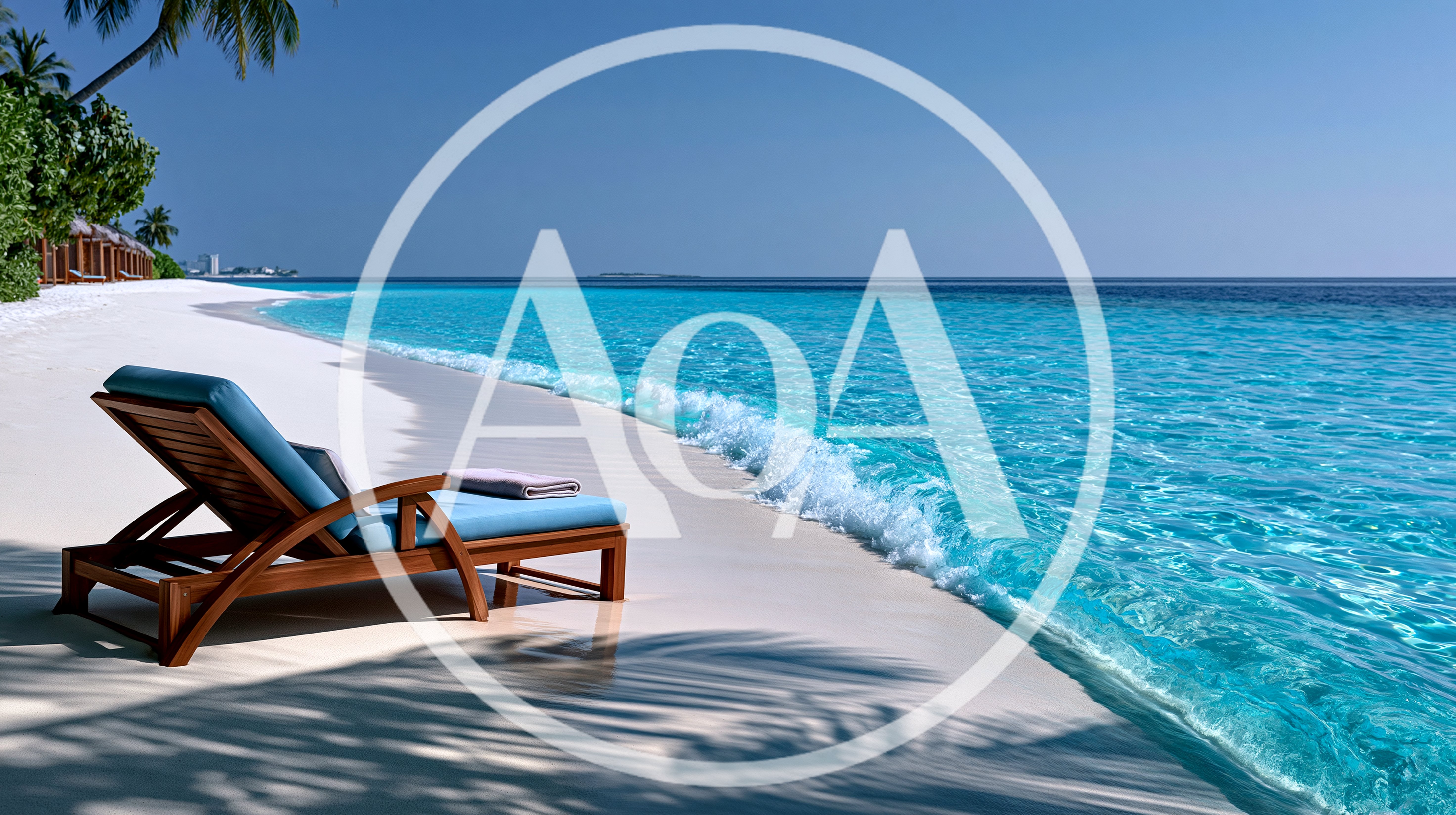 Wooden Lounge Chair On A Tropical White Sand Beach