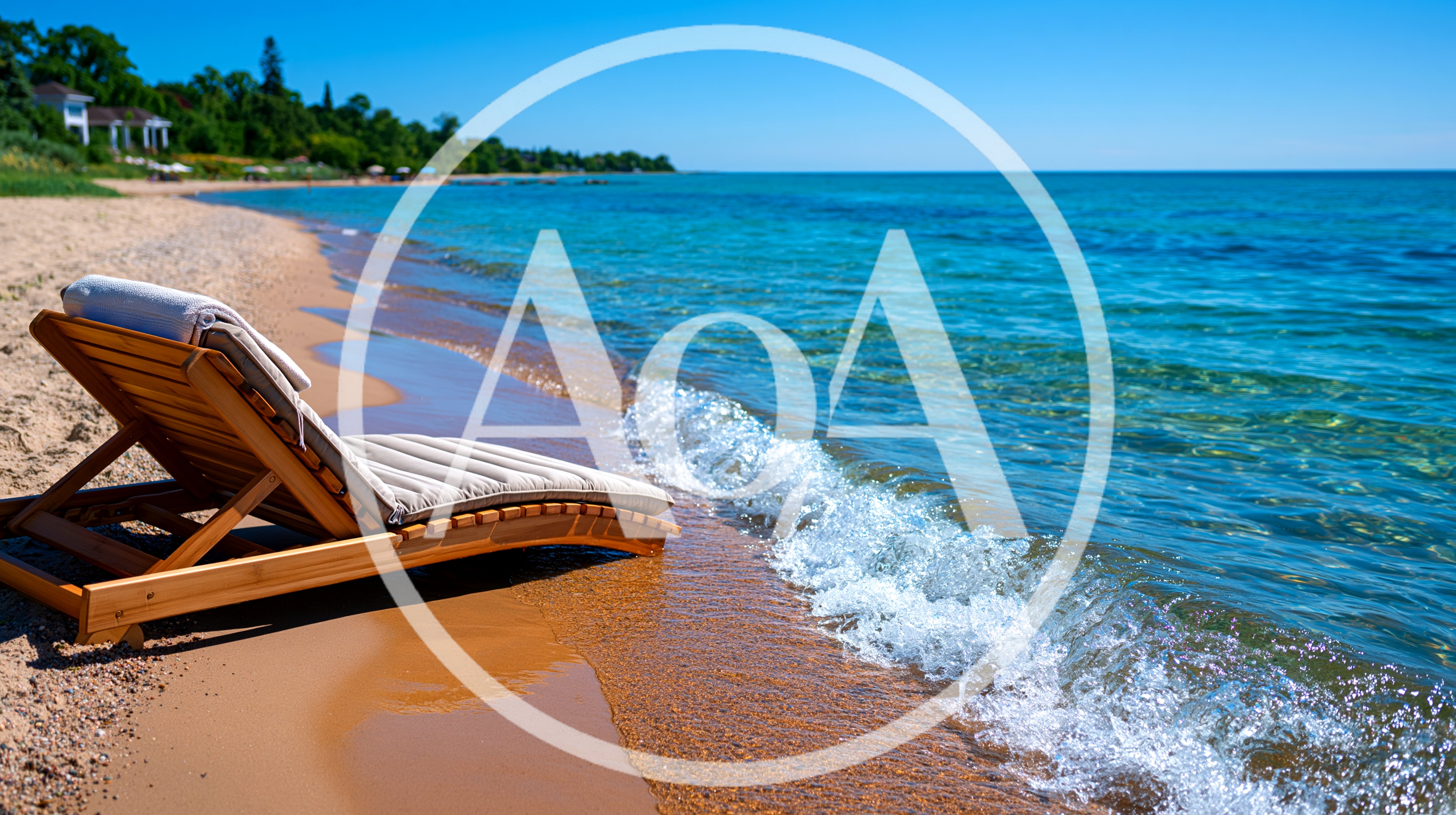 Wooden Lounge Chair On A Sunny Tropical Beach