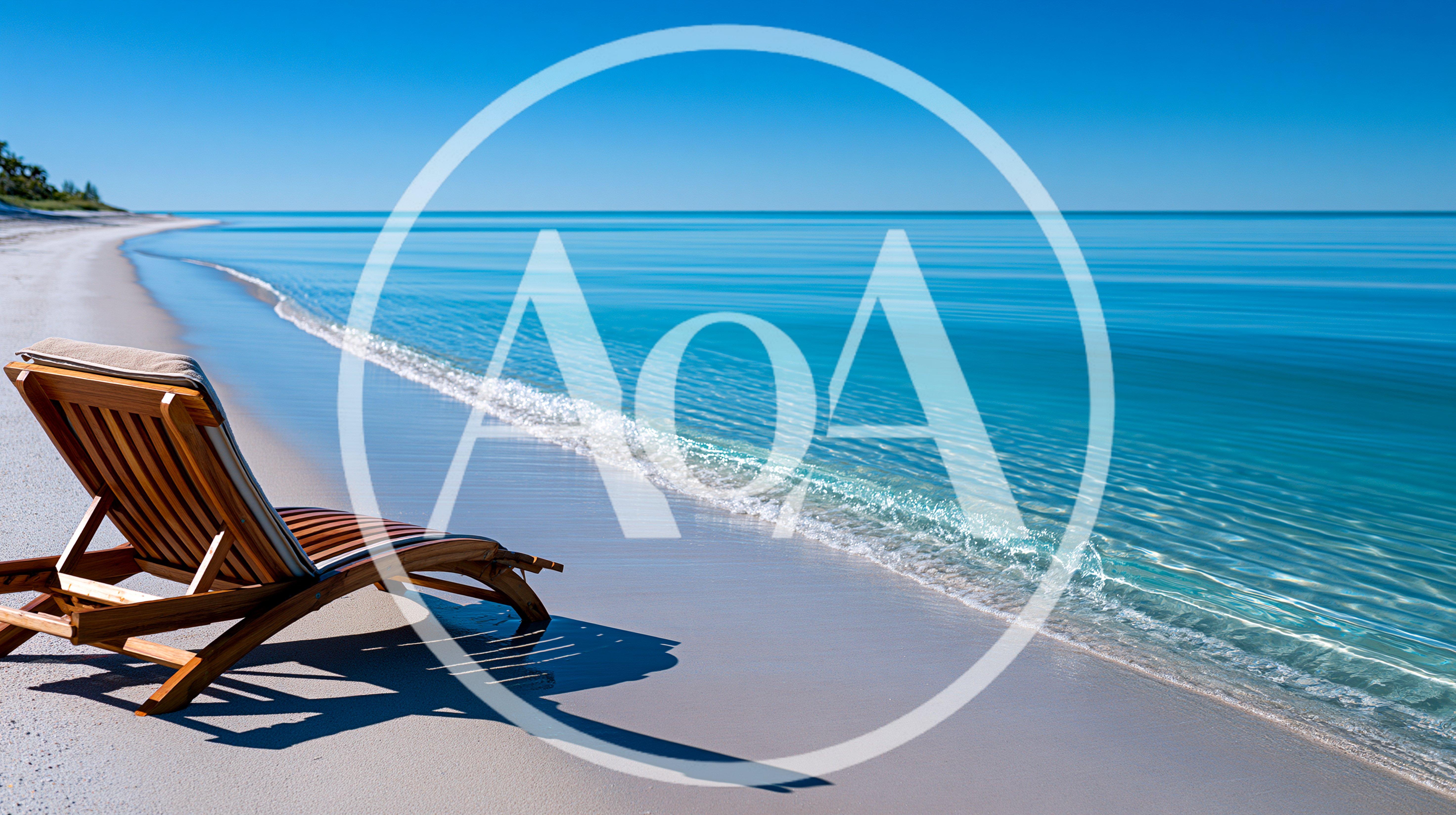 Wooden Lounge Chair On A Tropical Beach