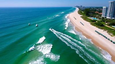 Aerial View Of A Jet Ski On Tropical Beach