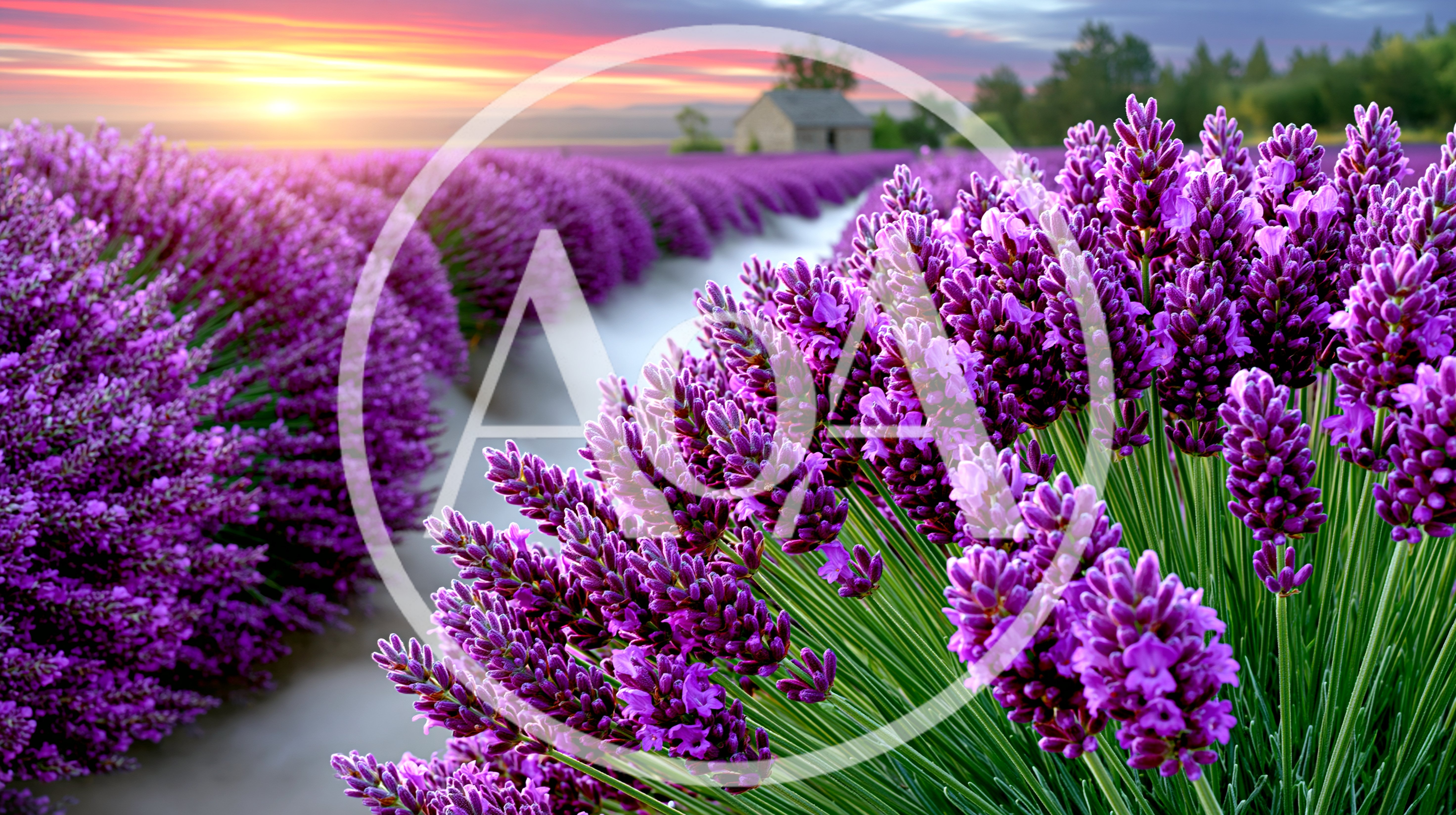 Vibrant Lavender Field at Sunset in Provence