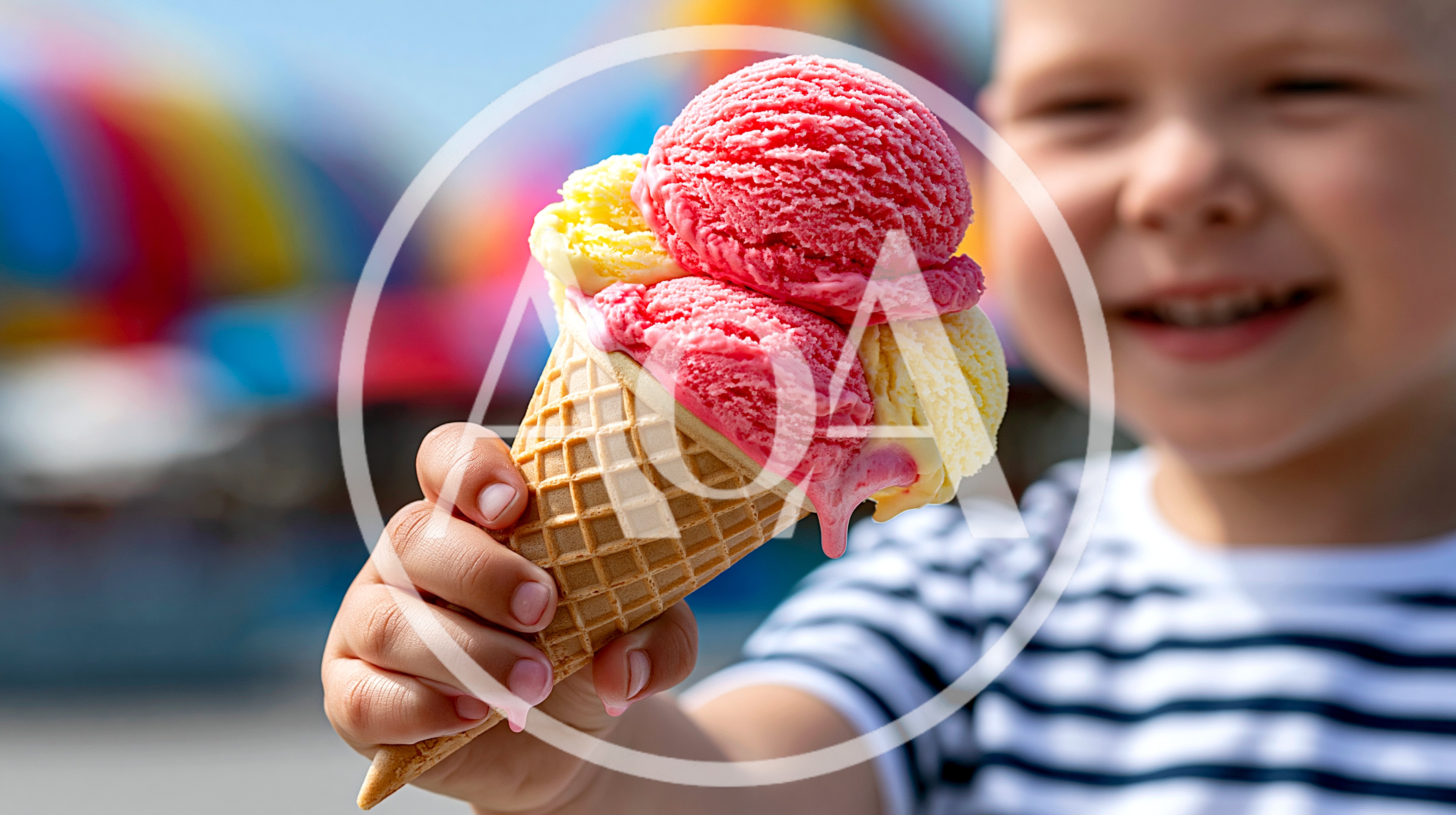 Child Holding A Multi-Scoop Ice Cream Cone