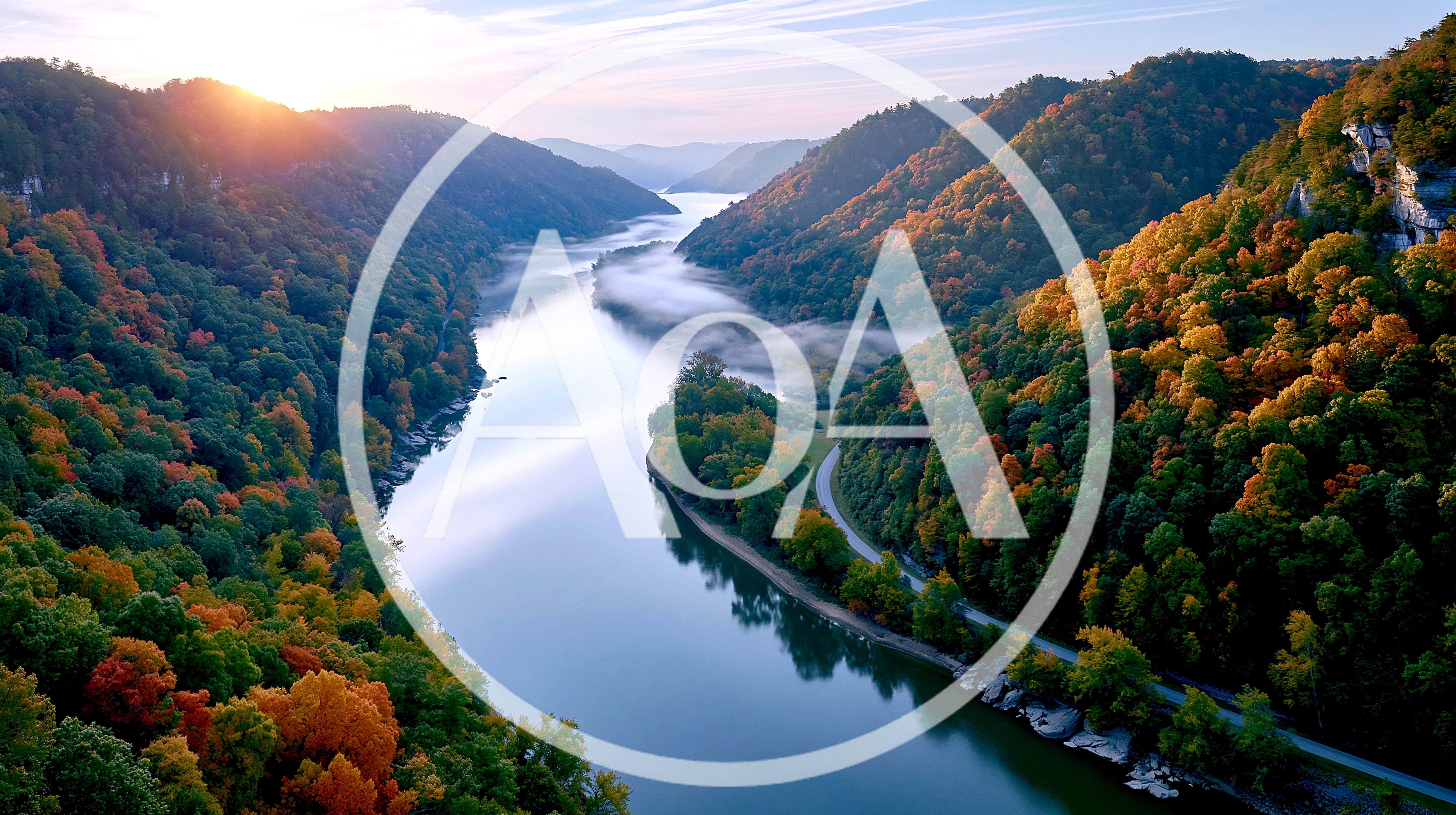 Aerial View Of New River Gorge At Sunrise