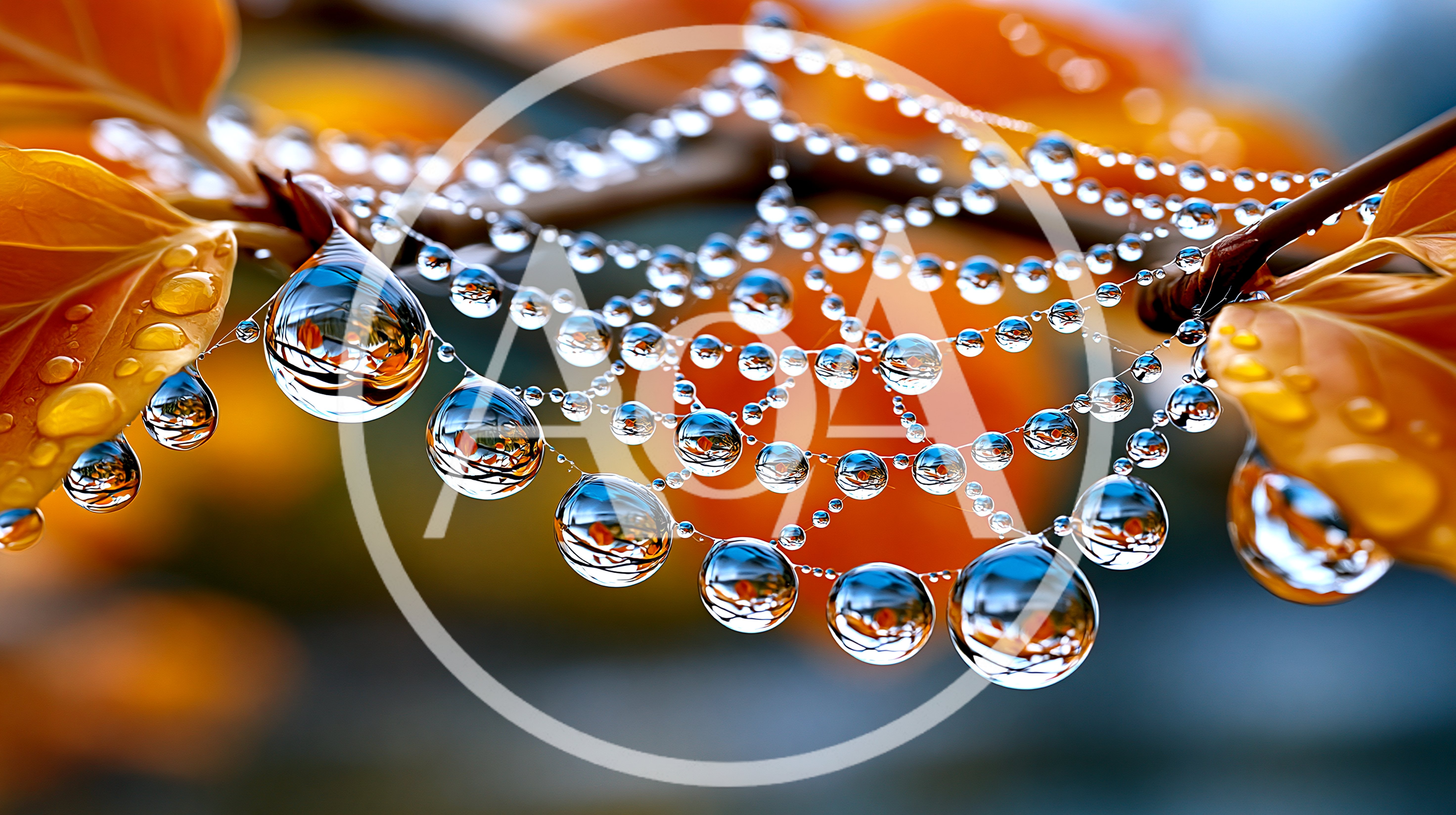Dew Drops Hanging On A Delicate Spider Web