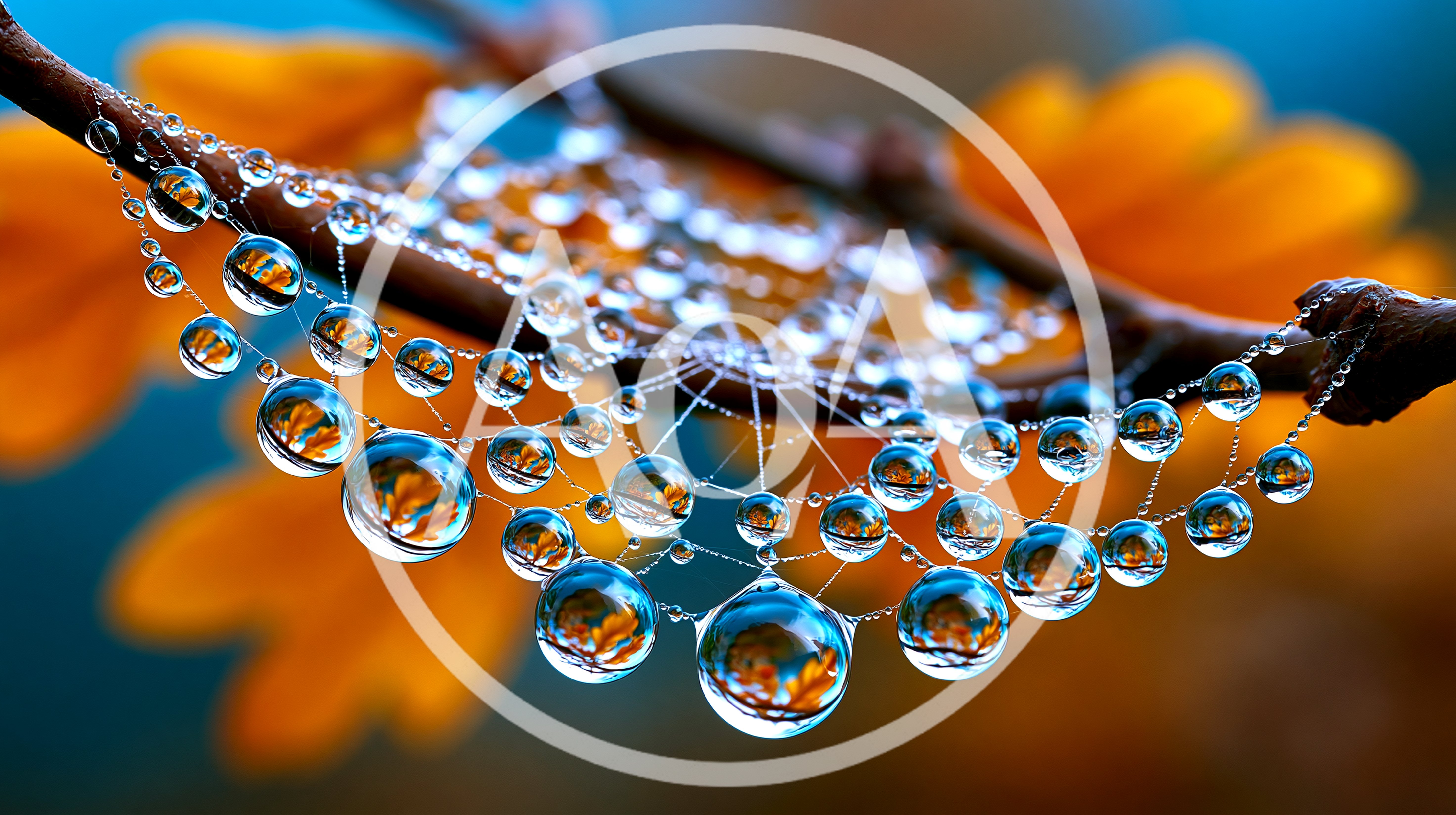 Dew Drops Hanging From A Delicate Spider Web